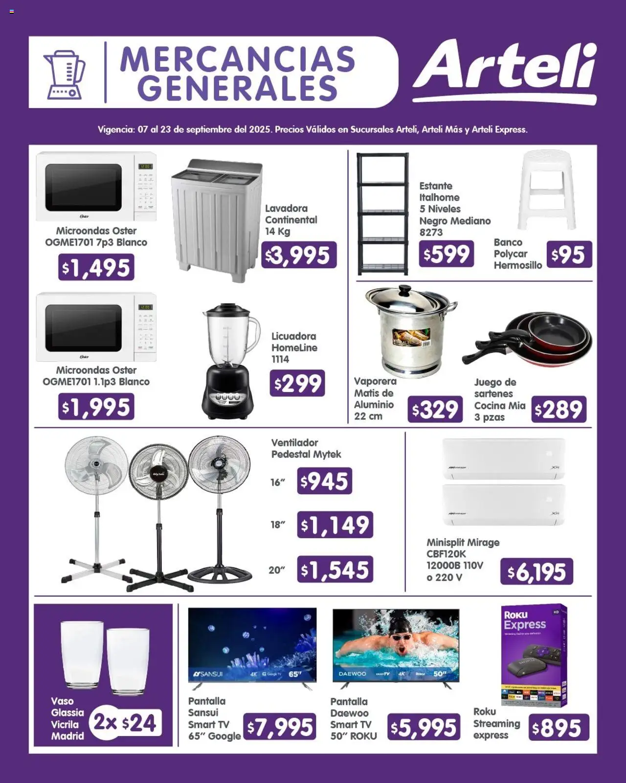 Nuevas ofertas de Arteli válidas en toda la República Mexicana desde el 07.09.2025. ¡Encuentra las mejores ofertas en Arteli - Folleto Quincenal! | Página: 17 | Productos: Juego, Microondas, Vaporera, Cocina