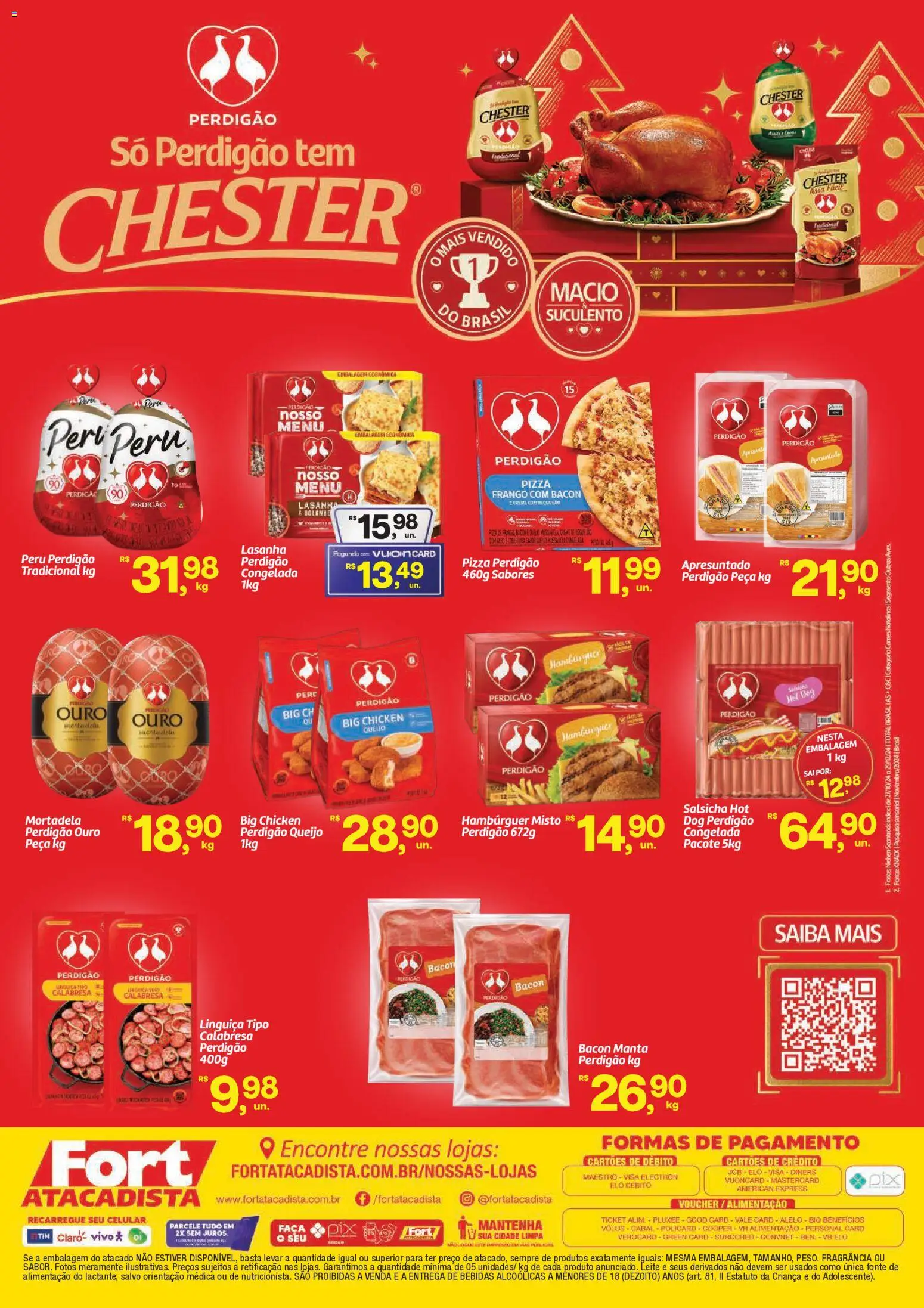 Fort Atacadista Folheto - válido de 11.12.2025 | Página: 2 | Produtos: Celular, Pizza, Hambúrguer, Chester perdigão