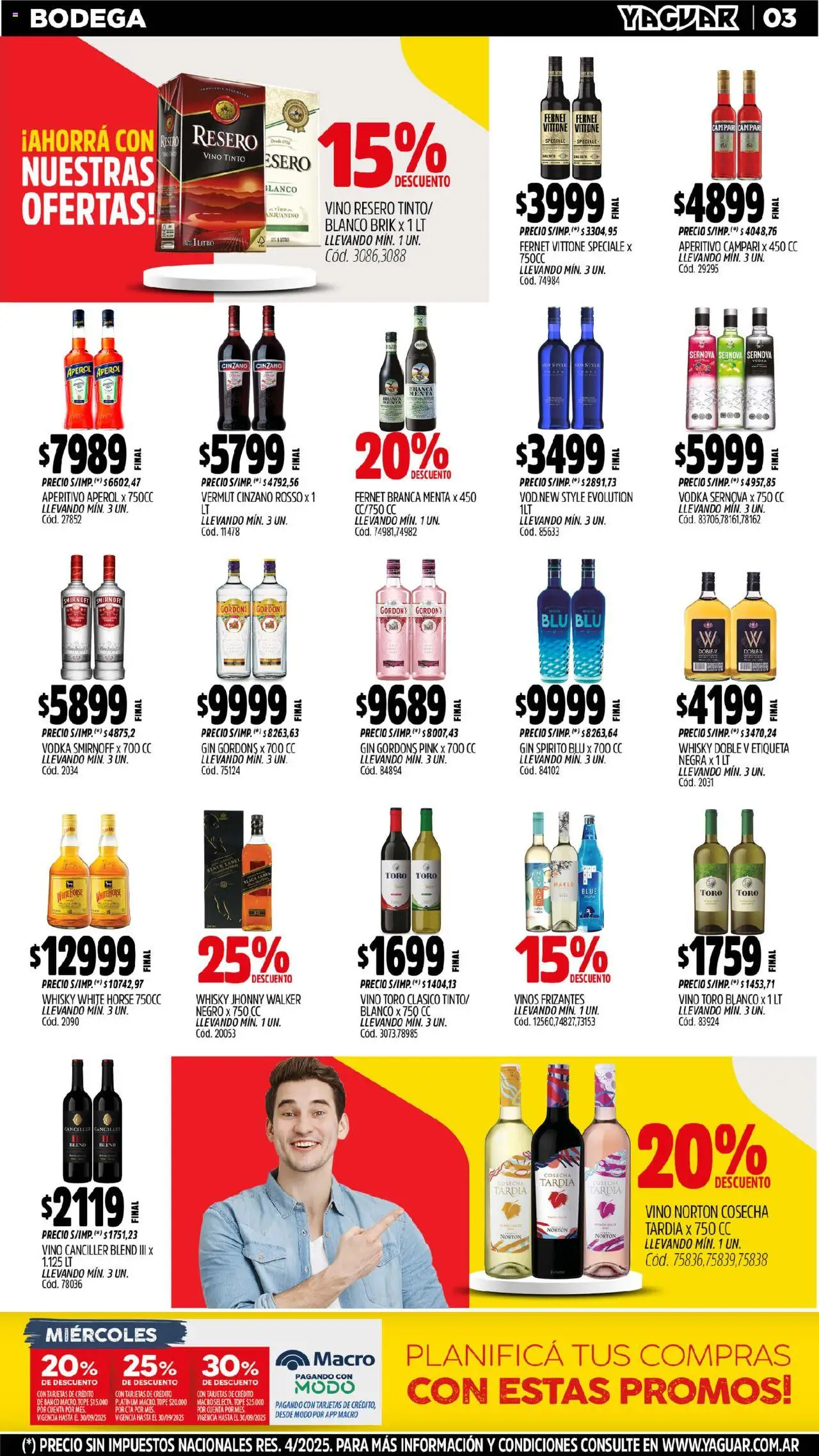 Yaguar - Salta │ válido desde el 01.09.2025 | Página: 5 | Productos: Vodka, Whisky, Banco, Fernet