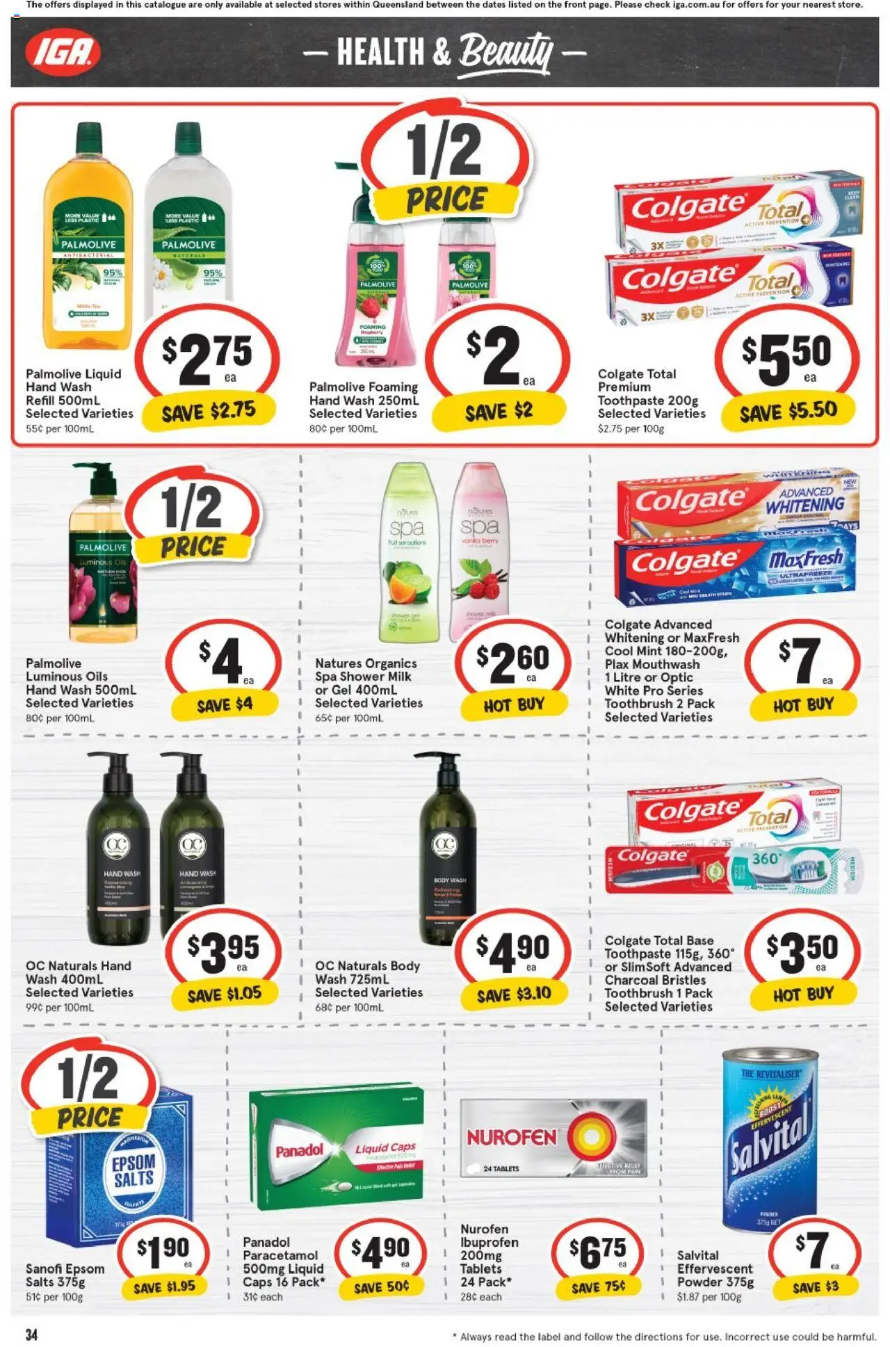 IGA catalogue - valid from 27.08.2025 | Page: 34 | Products: Shower, Toothpaste, Mouthwash, Tablets