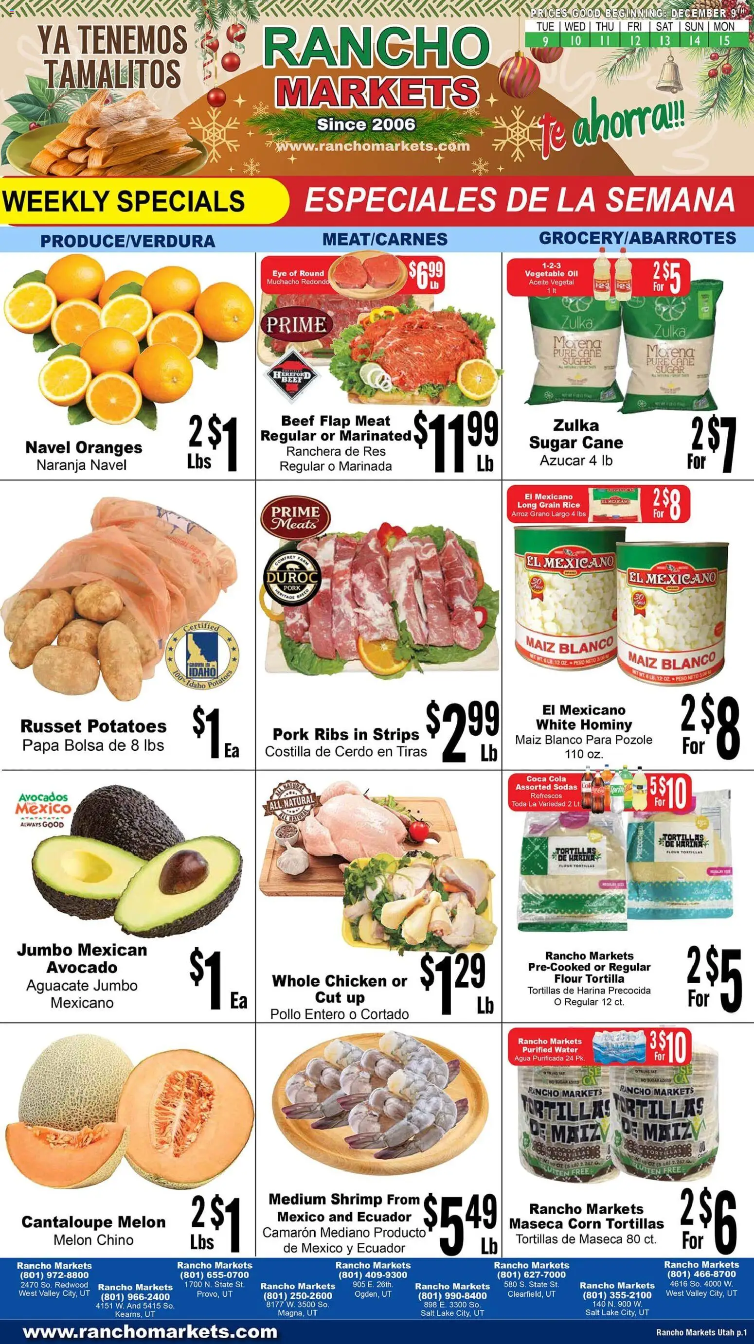 Rancho Markets Weekly Ad - valid from 09.12.2025 | Page: 1 | Products: Oranges, Avocado, Salt, Melon
