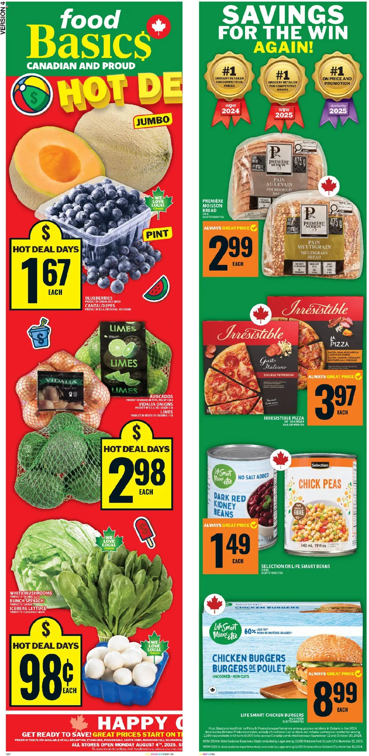 Food Basics flyer valid from 31.07.2025 | Page: 2 | Products: Cheese, Bread, Pizza, Chicken
