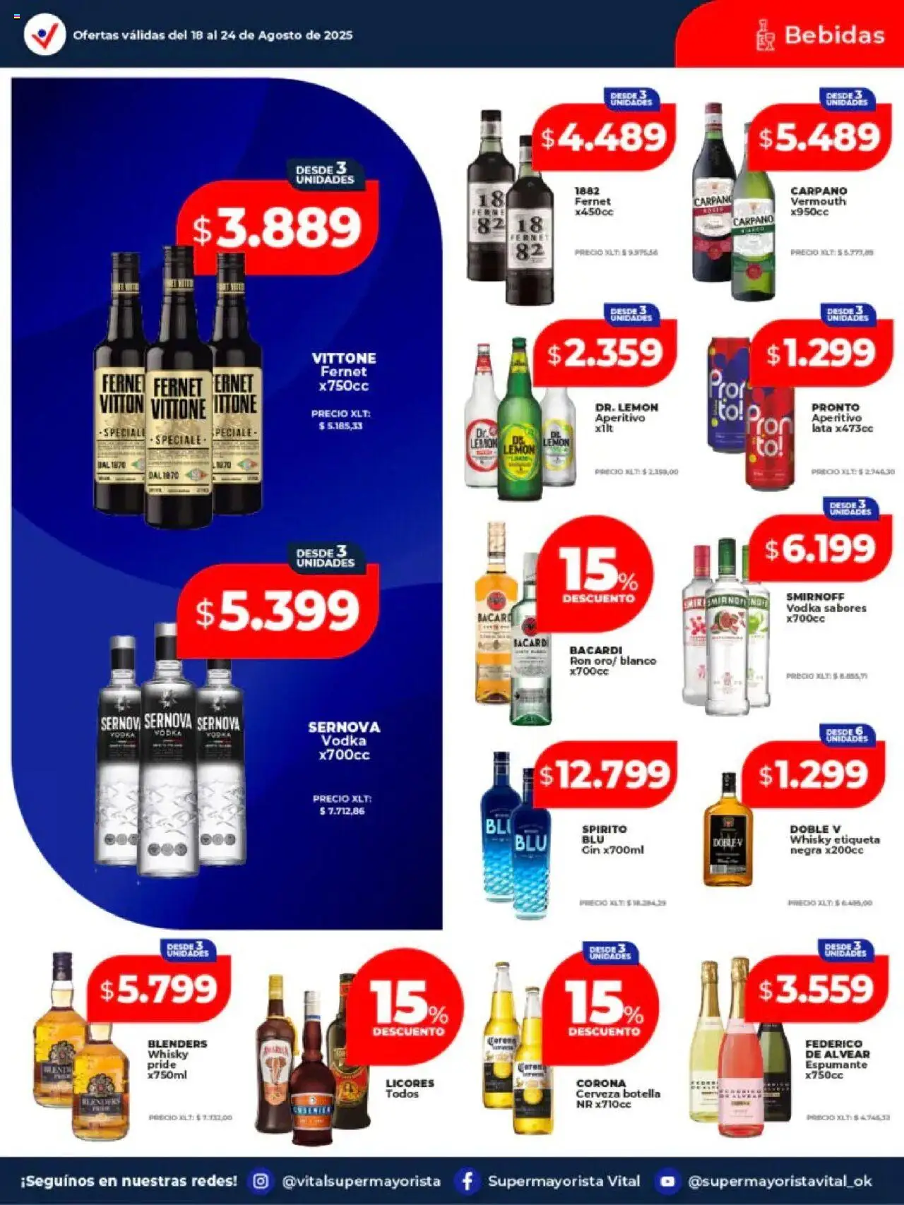 Vital - Ofertas - Abasto │ válido desde el 18.08.2025 | Página: 11 | Productos: Whisky, Botella, Gin, Fernet