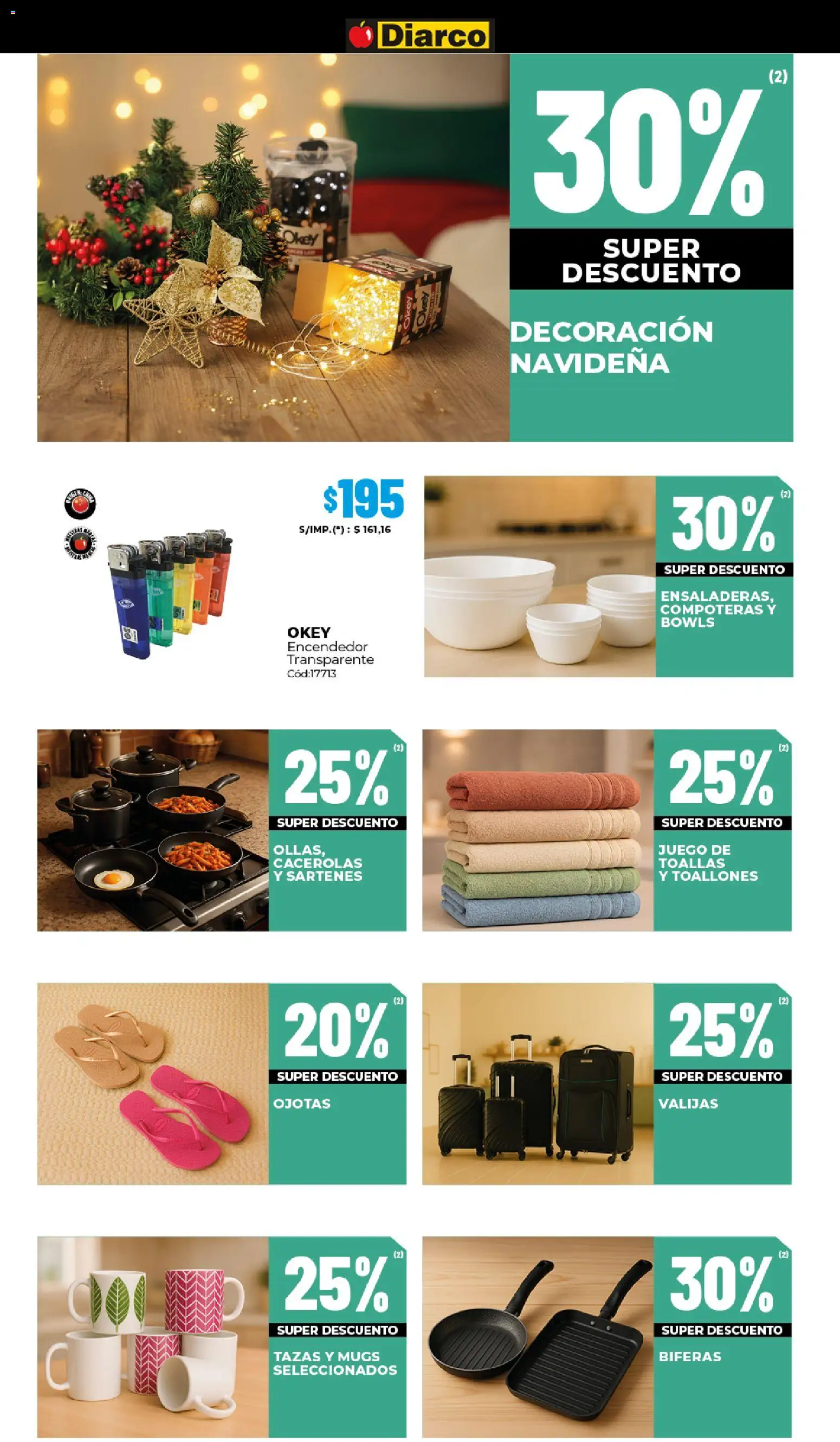 Diarco - Ofertas Interior │ válido desde el 15.12.2025 | Página: 21 | Productos: Encendedor, Ojotas, Toallas