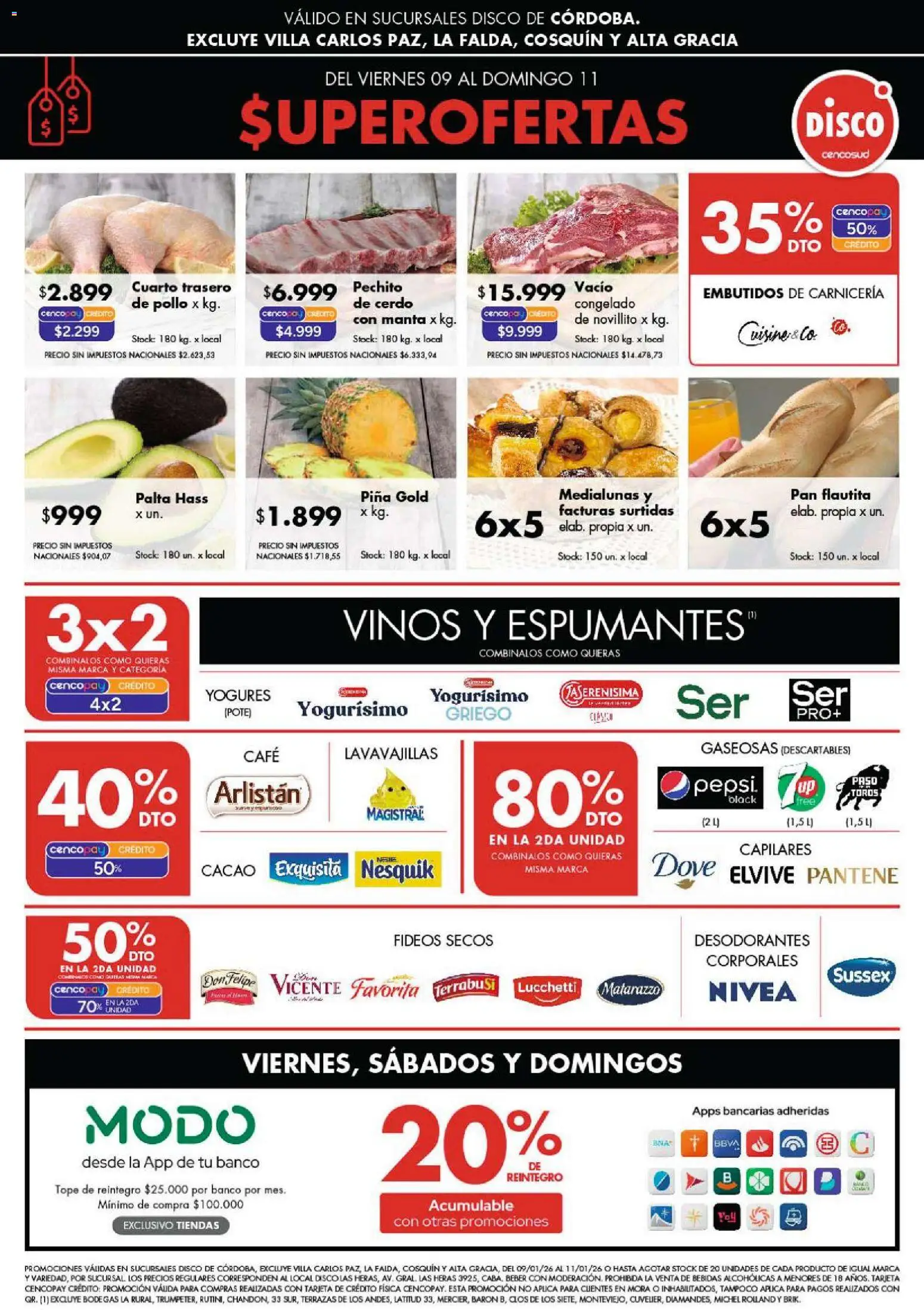 Disco - Ofertas | Córdoba │ válido desde el 09.01.2026 | Página: 1 | Productos: Pan, Café, Fideos, Piña