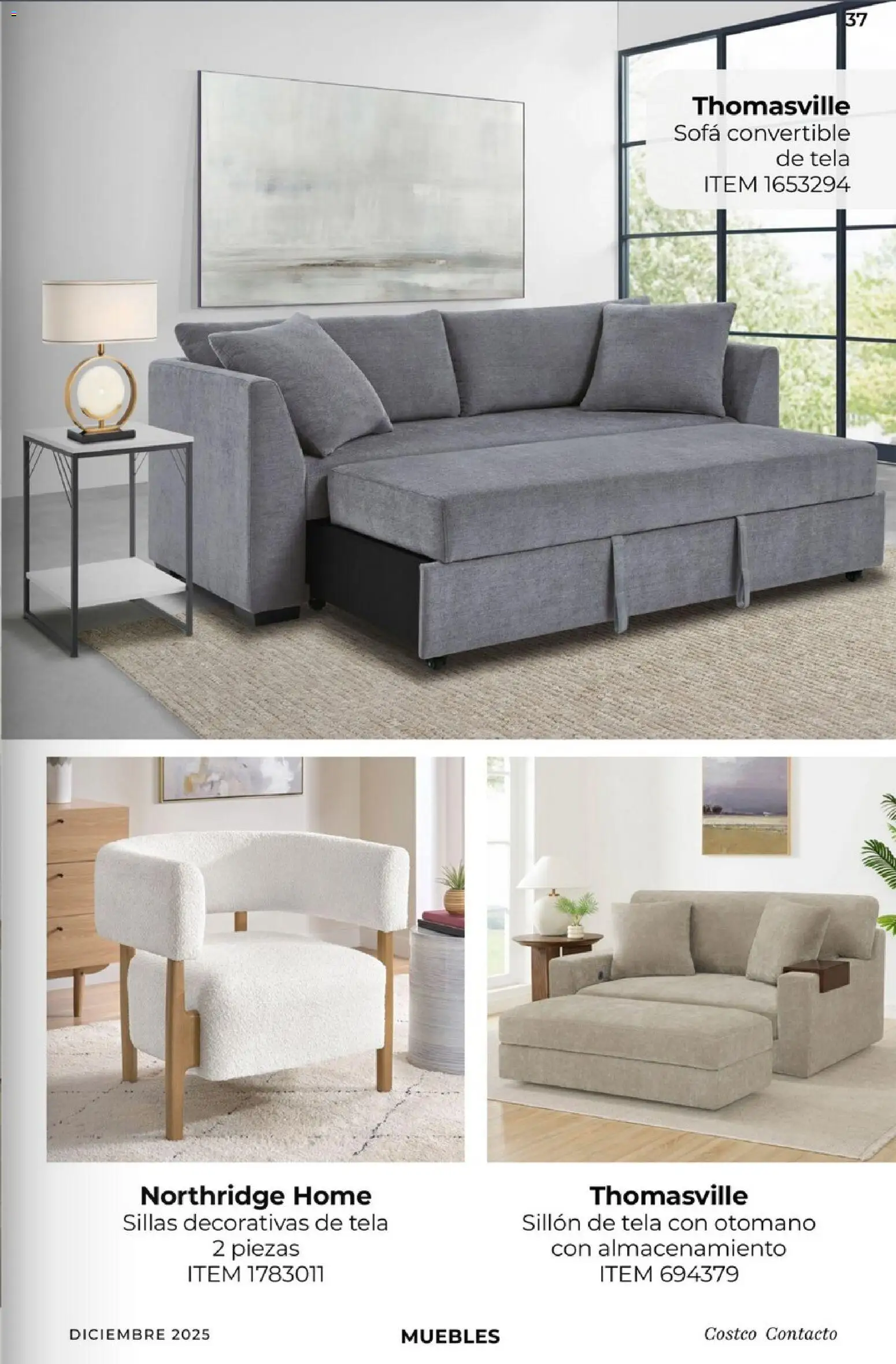 Nuevas ofertas de Costco válidas en toda la República Mexicana desde el 01.12.2025. ¡Encuentra las mejores ofertas en Costco Revista Diciembre! | Página: 37 | Productos: Sofá, Sillón