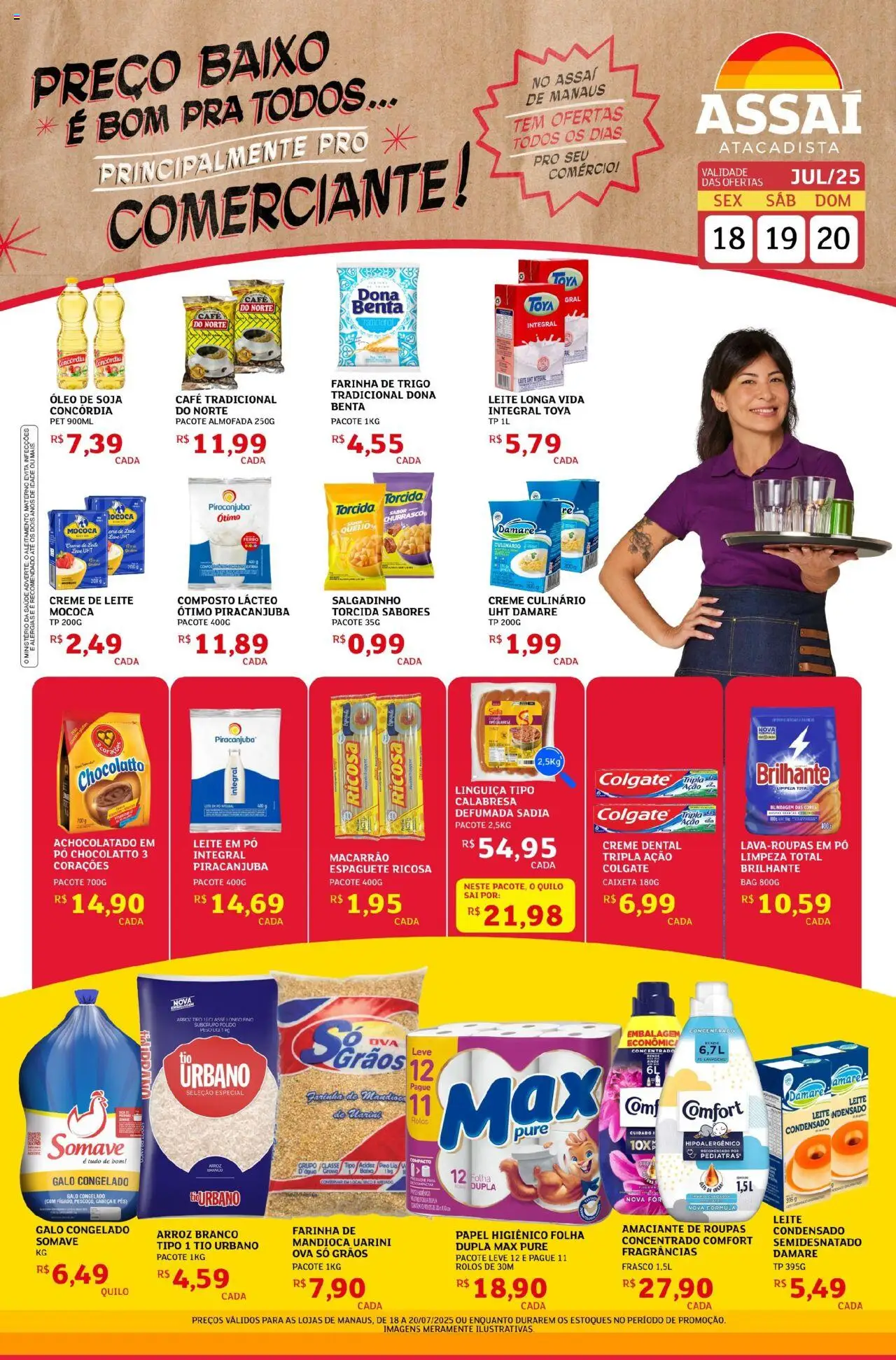 Assaí Atacadista Folheto - válido de 18.07.2025 | Página: 1 | Produtos: Café, Arroz, Creme de leite, Papel higiênico
