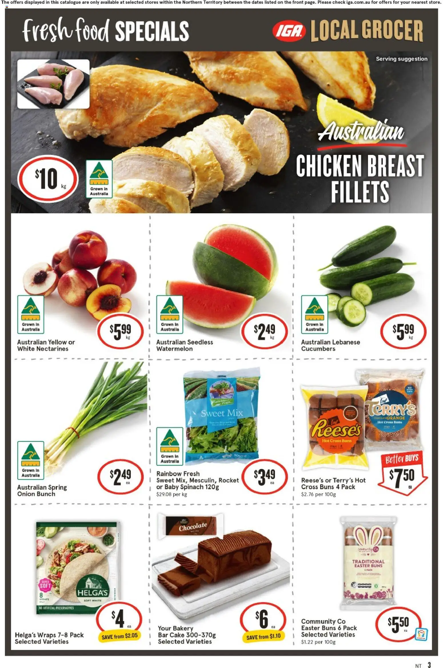 IGA catalogue - valid from 04.02.2026 | Page: 3 | Products: Chocolate, Chicken, Cucumbers, Bakery