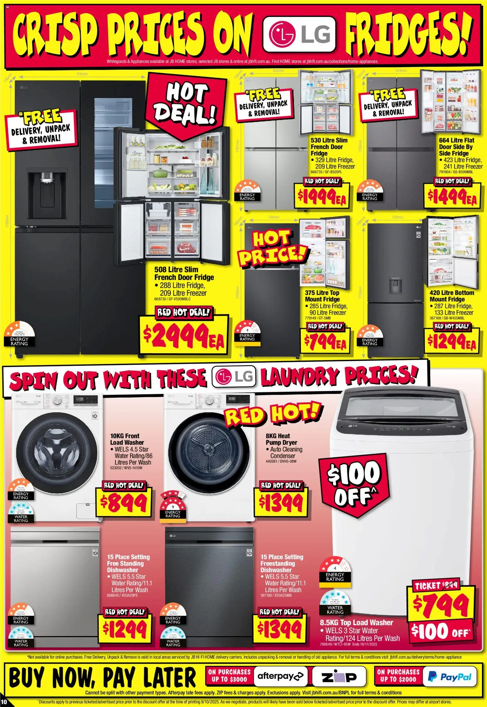 JB Hi-Fi catalogue - valid from 23.10.2025 | Page: 10 | Products: Door, Water, Dryer, Dishwasher