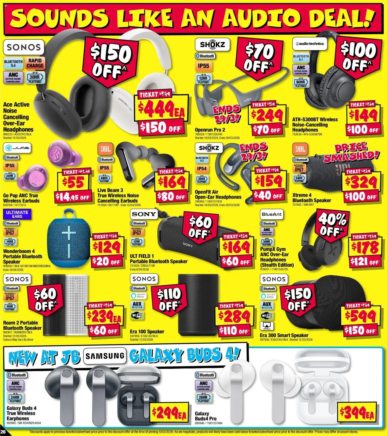 JB Hi-Fi catalogue - valid from 19.03.2026 | Page: 26 | Products: Bluetooth speaker, Headphones, Speaker, Portable