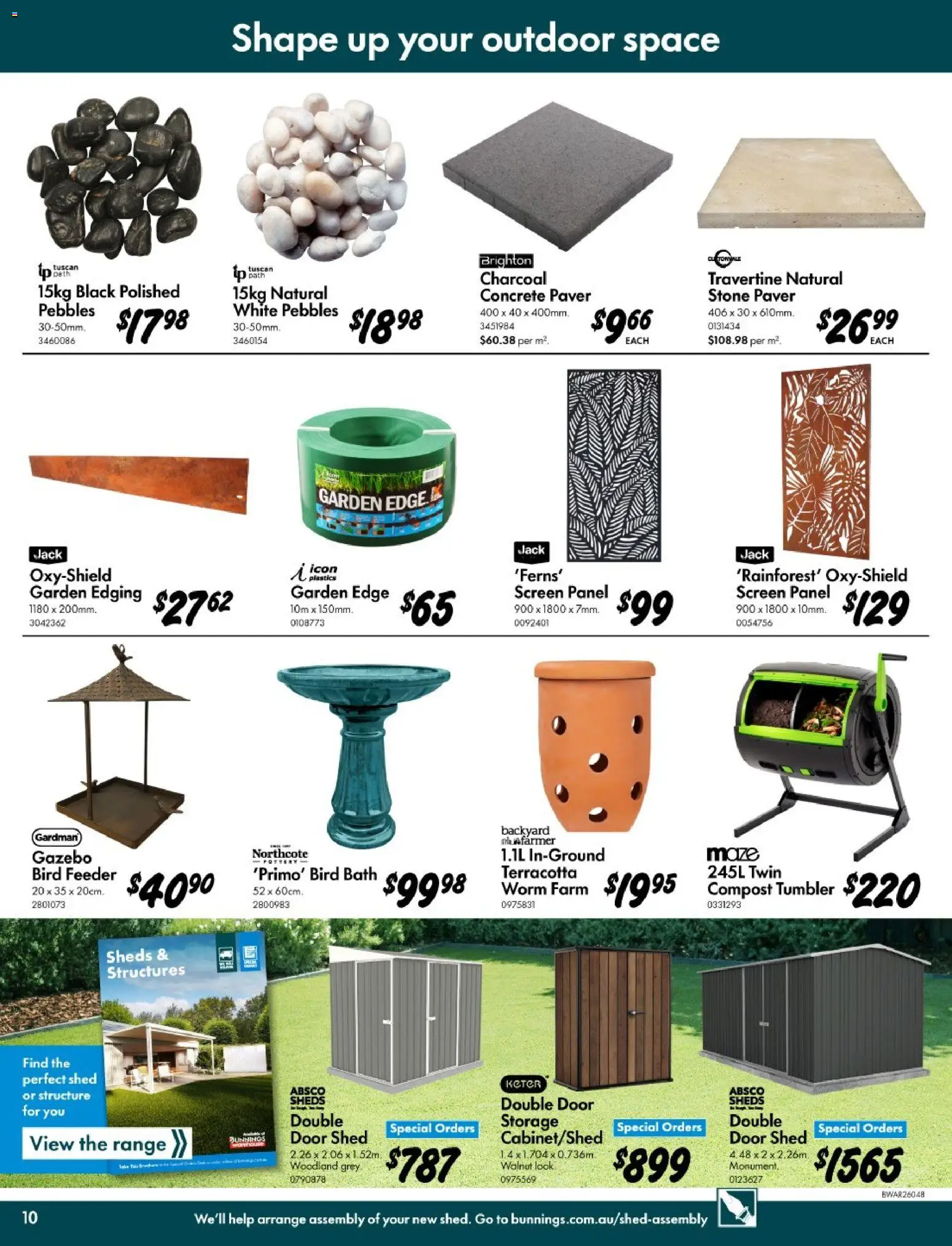Bunnings Warehouse catalogue - valid from 11.03.2026 | Page: 10 | Products: Door, Bath, Compost, Gazebo
