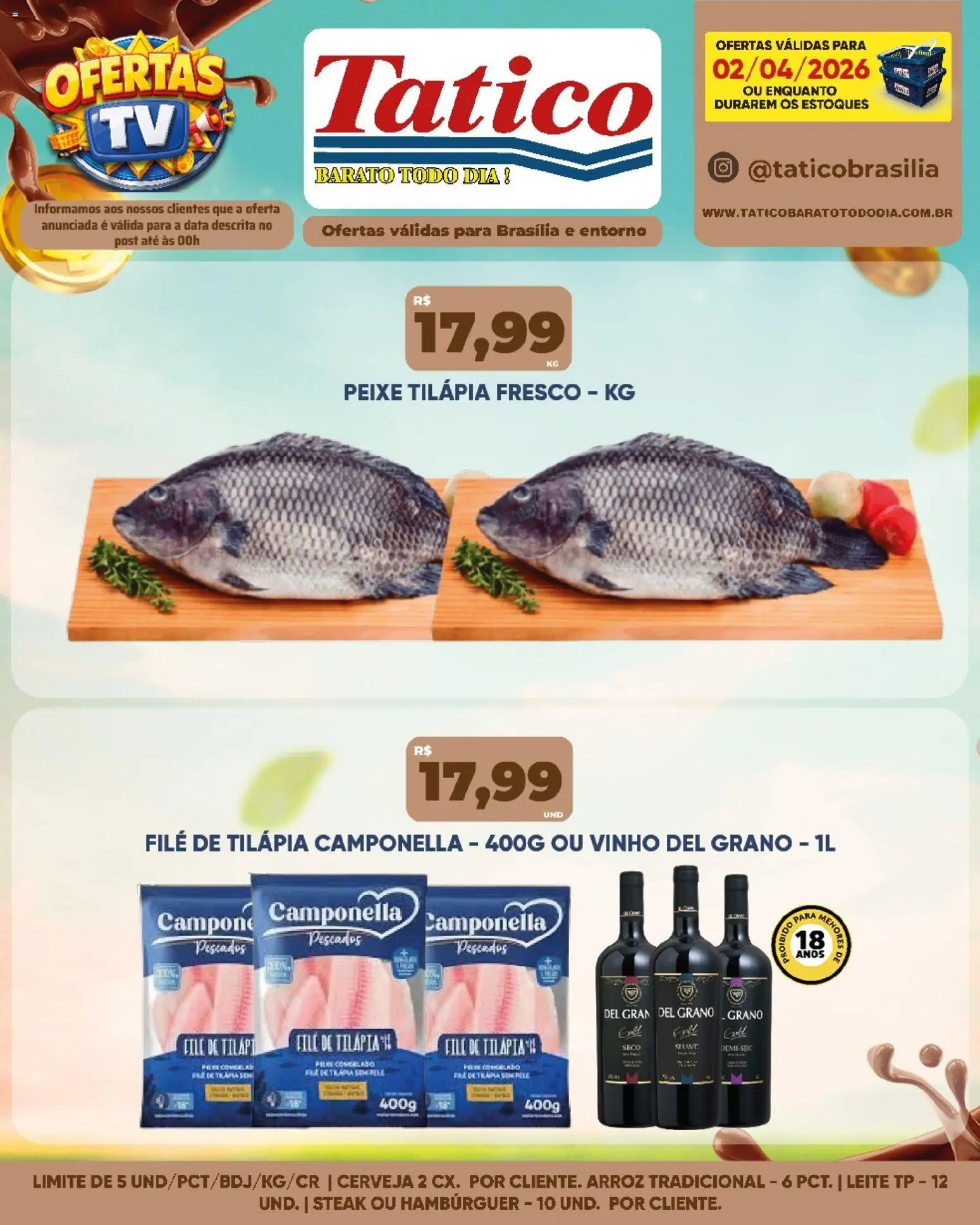 Tatico Folheto - válido de 03.04.2026 | Página: 30 | Produtos: Arroz, Peixe, Hambúrguer, Filé de tilápia