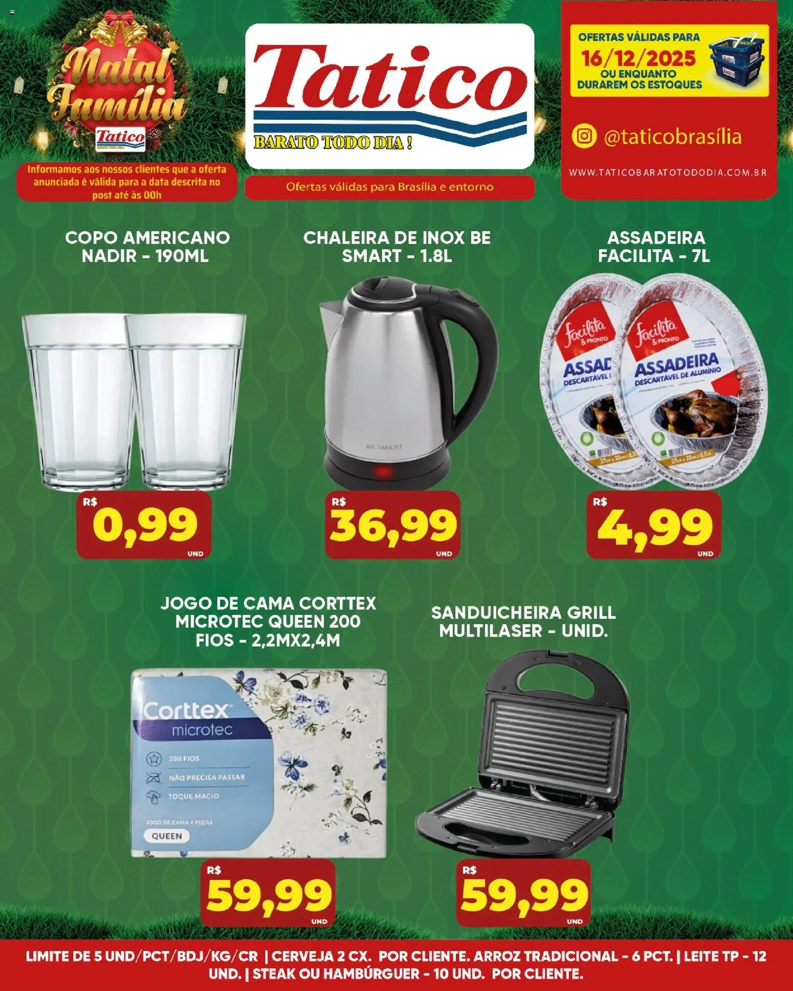 Tatico Folheto - válido de 16.12.2025 | Página: 1 | Produtos: Chaleira, Sanduicheira, Cama, Cerveja