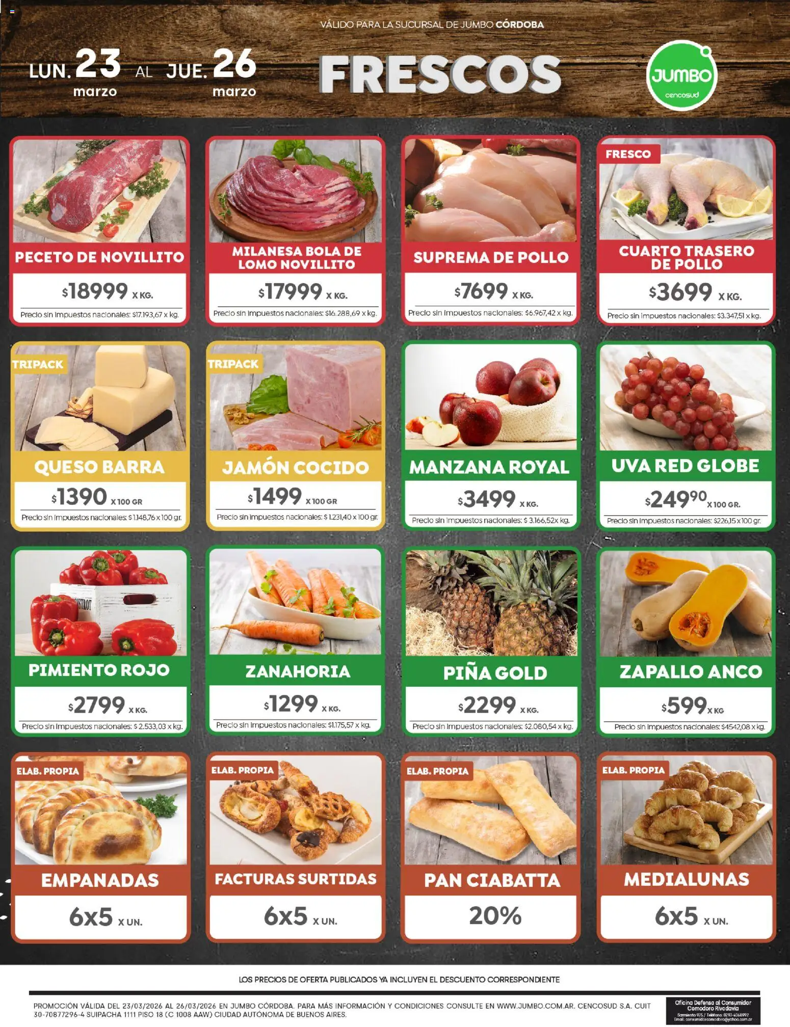 Jumbo - Ofertas | Córdoba │ válido desde el 23.03.2026 | Página: 1 | Productos: Pollo, Jamón cocido, Queso, Pan