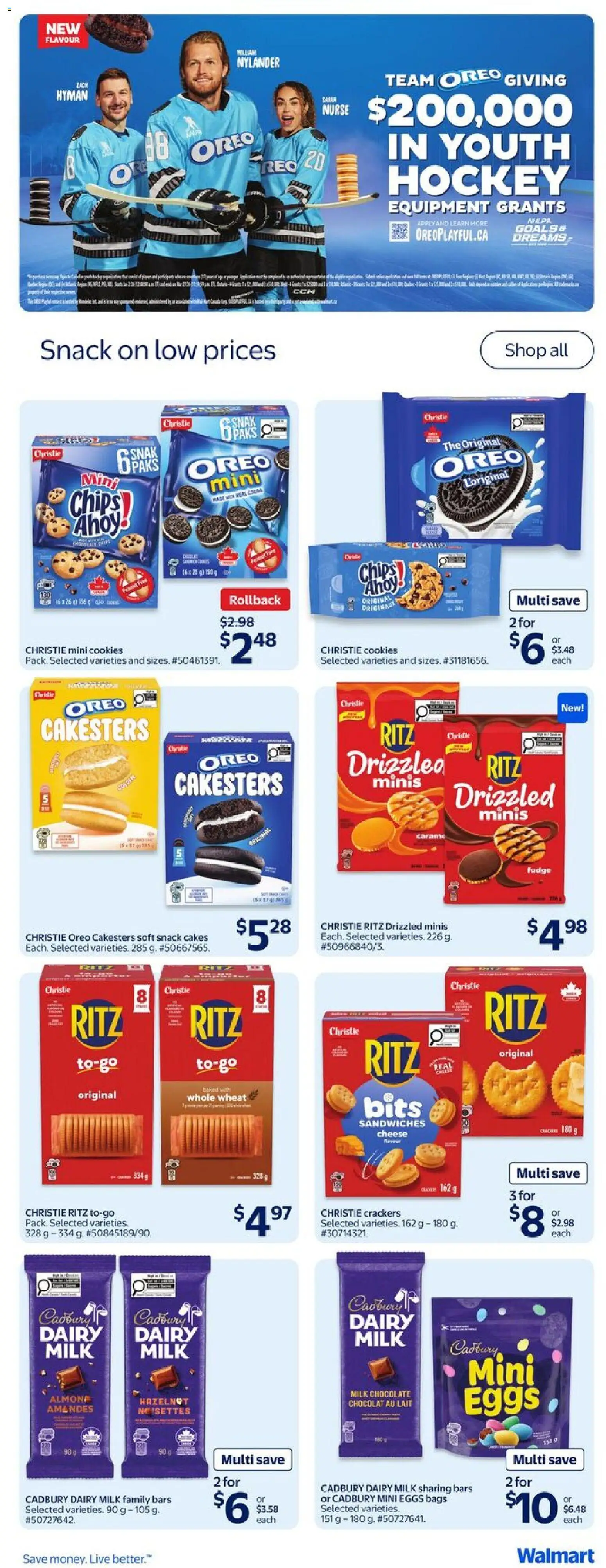 Walmart flyer valid from 08.01.2026 | Page: 16 | Products: Chips, Cookies, Cheese, Chocolate