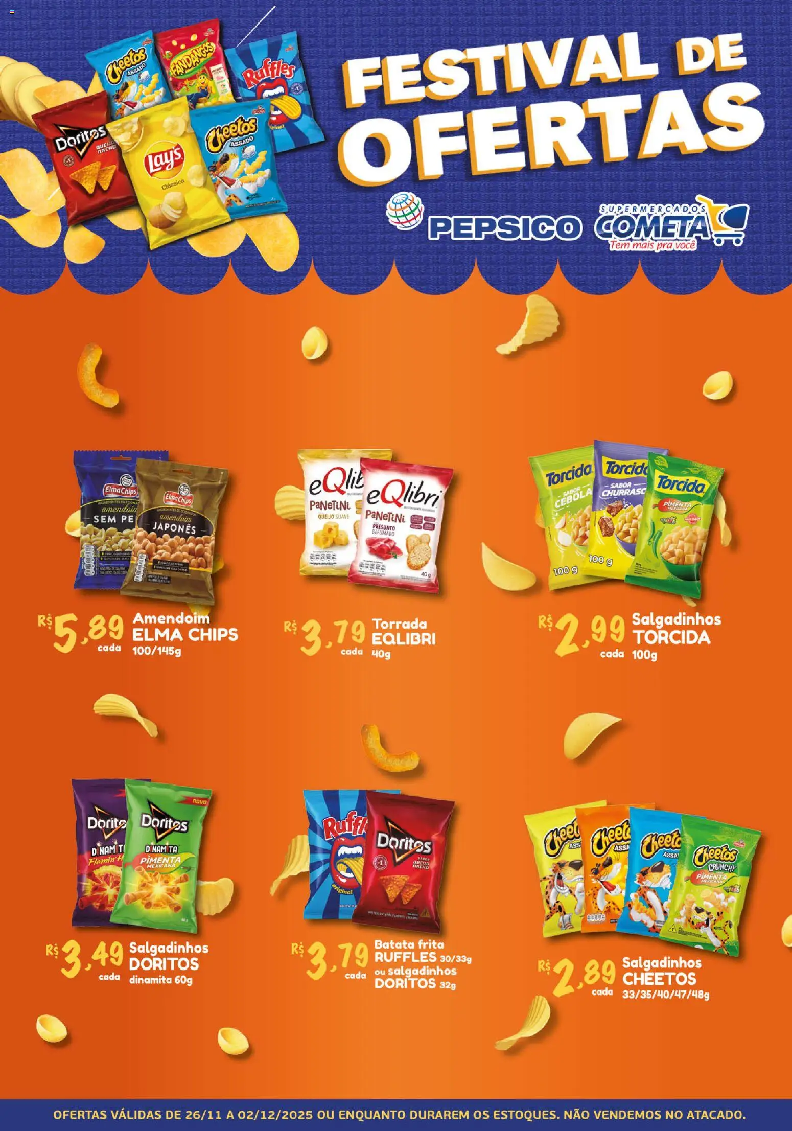 Cometa Supermercados Folheto - válido de 26.11.2025 | Página: 1 | Produtos: Amendoim, Cebola, Pimenta, Elma Chips