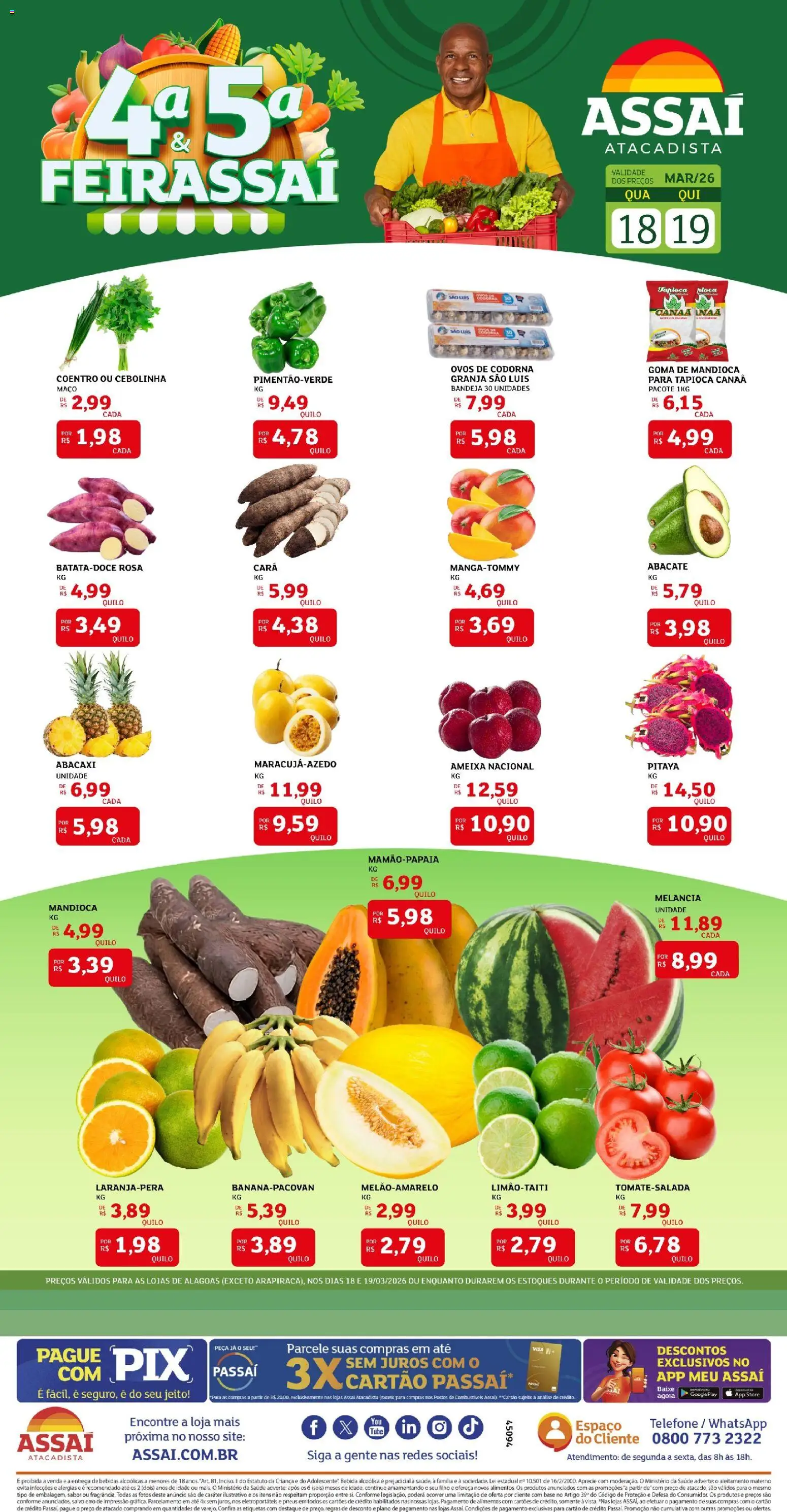 Assaí Atacadista Folheto - válido de 18.03.2026 | Página: 1 | Produtos: Tapioca, Base, Abacaxi, Ameixa