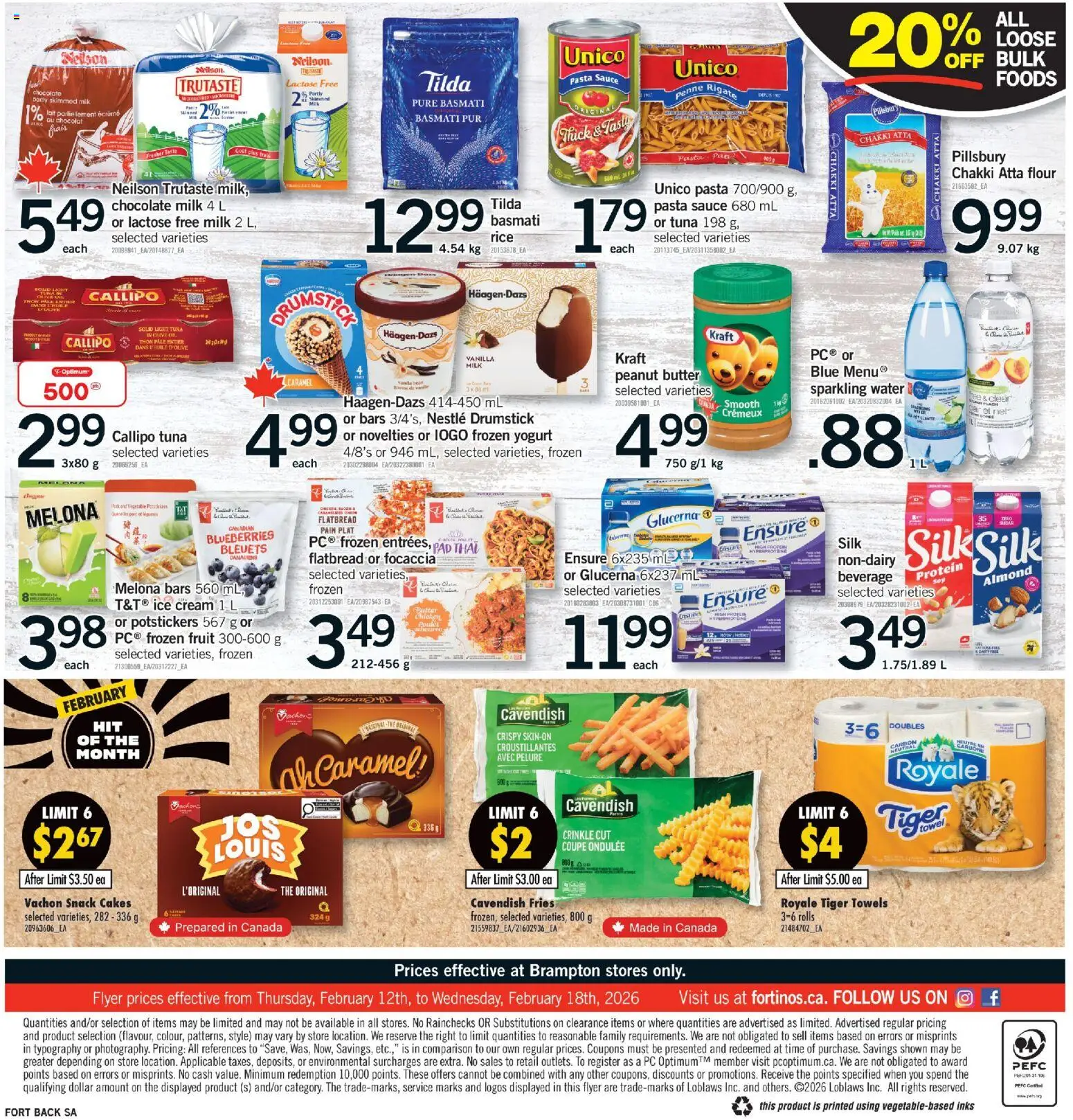 Fortinos flyer valid from 12.02.2026 | Page: 2 | Products: Rice, Iron, Milk, Chocolate