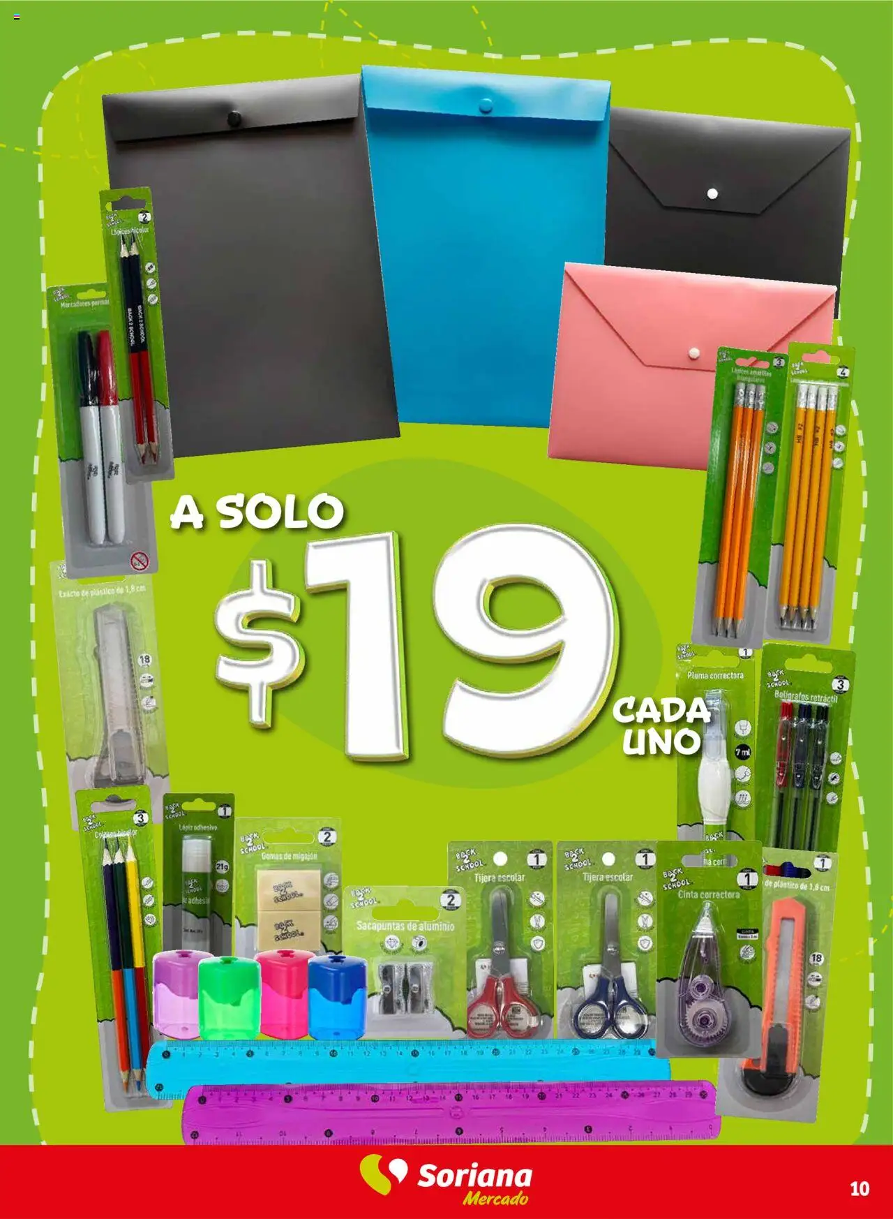 Nuevas ofertas de Soriana válidas en toda la República Mexicana desde el 14.08.2025. ¡Encuentra las mejores ofertas en Soriana - Más Útiles más Ahorro Mercado Nacional! | Página: 10 | Productos: Tijera, Sacapuntas, Cinta