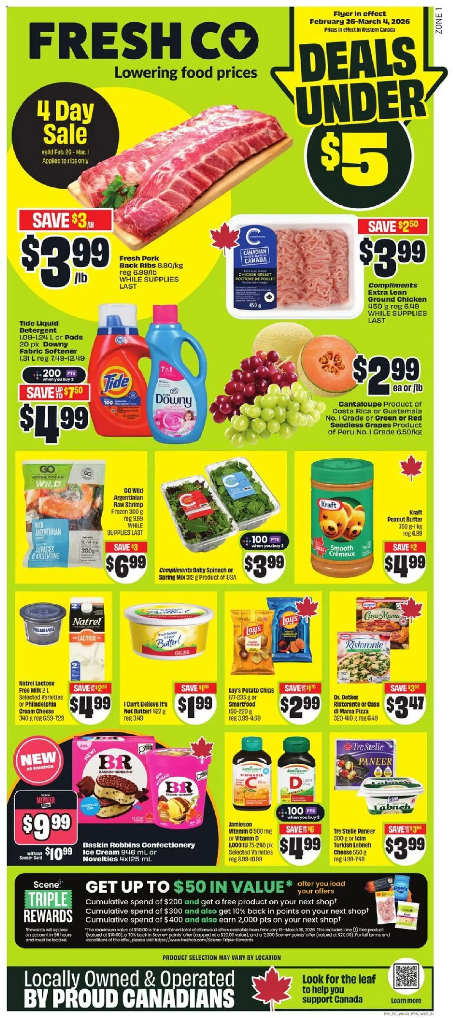 FreshCo flyer valid from 26.02.2026 | Page: 1 | Products: Chips, Milk, Butter, Pizza