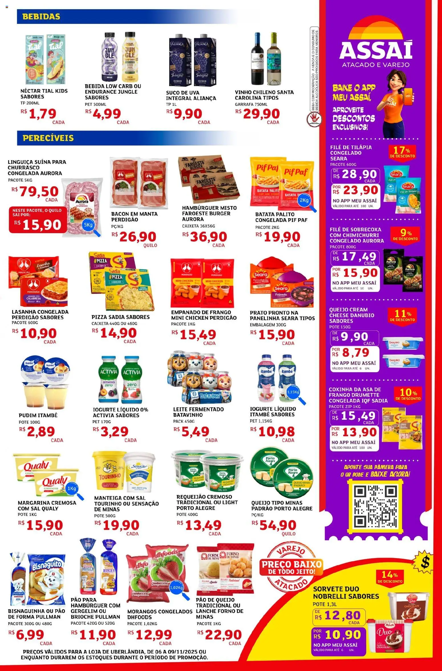 Assaí Atacadista Folheto - válido de 06.11.2025 | Página: 3 | Produtos: Lasanha, Baixo, Sorvete, Pão de queijo
