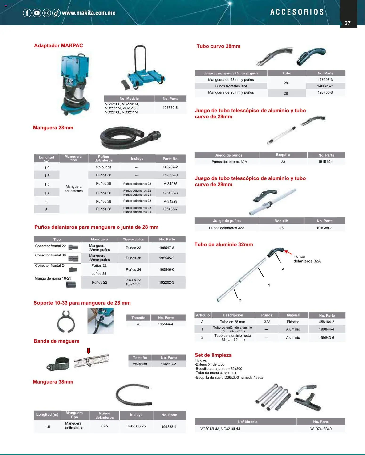 Nuevas ofertas de Makita válidas en toda la República Mexicana desde el 01.12.2025. ¡Encuentra las mejores ofertas en Makita catálogo Aspiradoras! | Página: 37 | Productos: Extensión, Conector, Juego, Adaptador