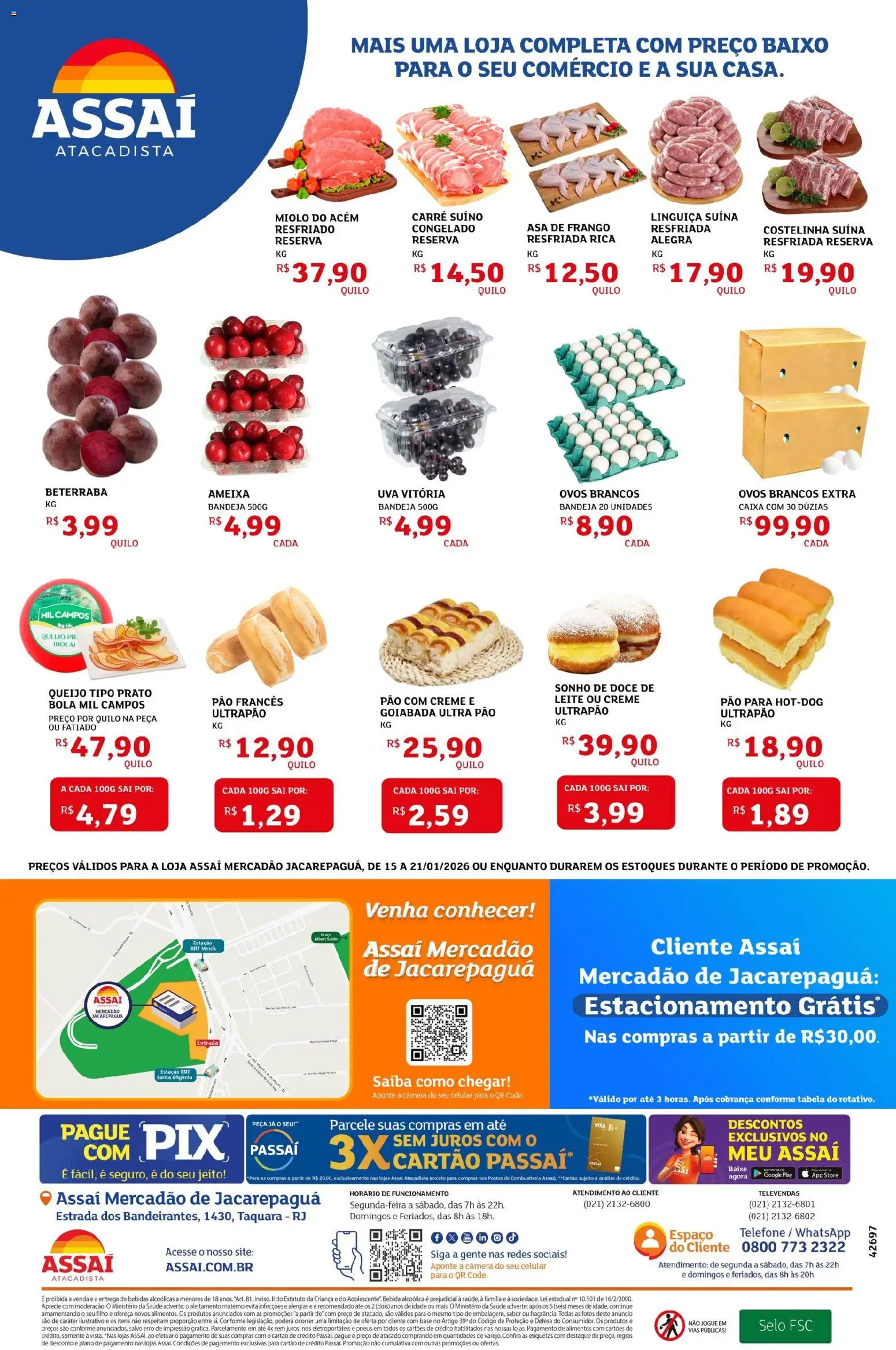 Assaí Atacadista Folheto - válido de 15.01.2026 | Página: 2 | Produtos: Linguiça, Pneus, Frango, Pão francês