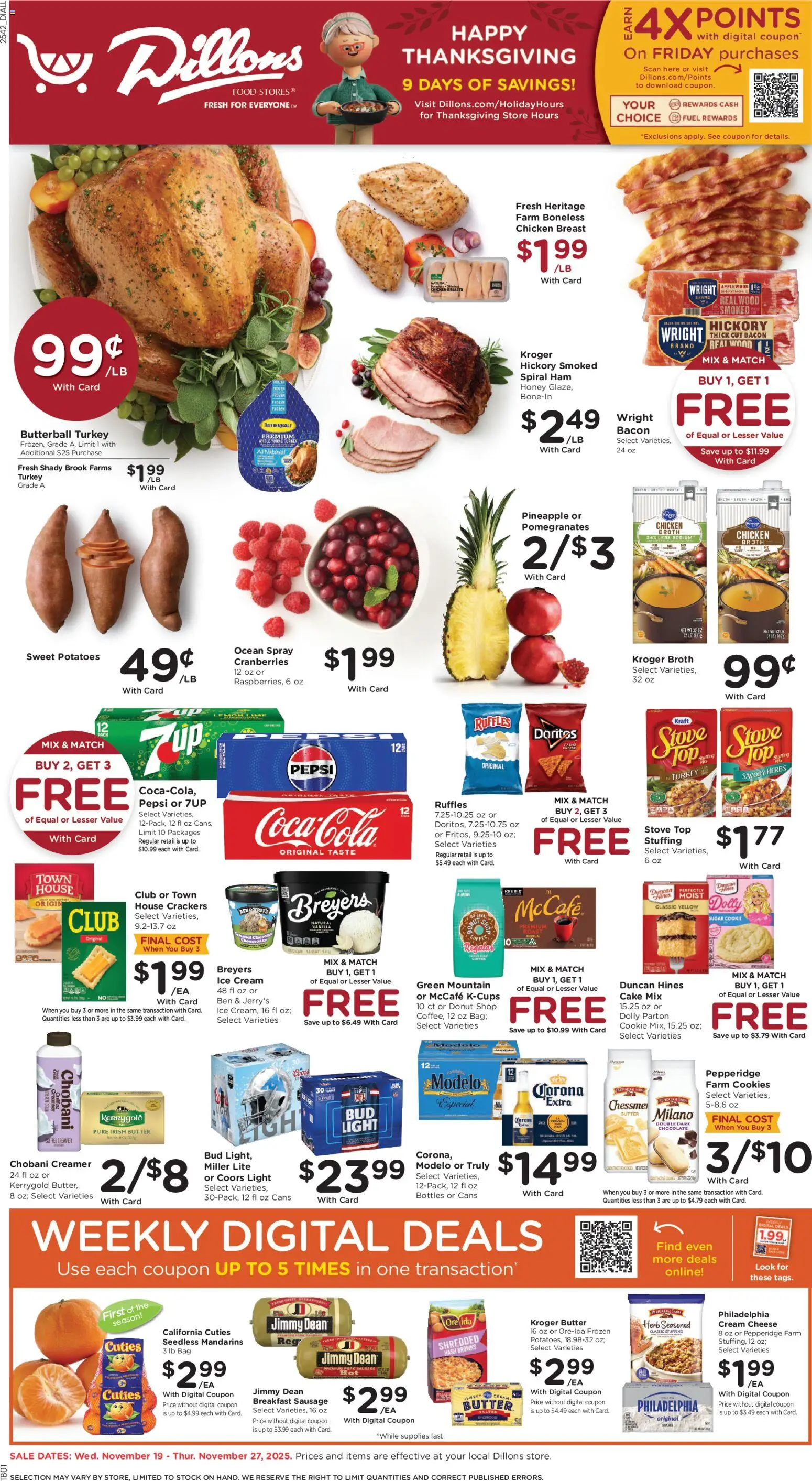 Dillons Weekly Ad - KS - valid from 19.11.2025 | Page: 1 | Products: Pineapple, Cream, Sugar, Sausage