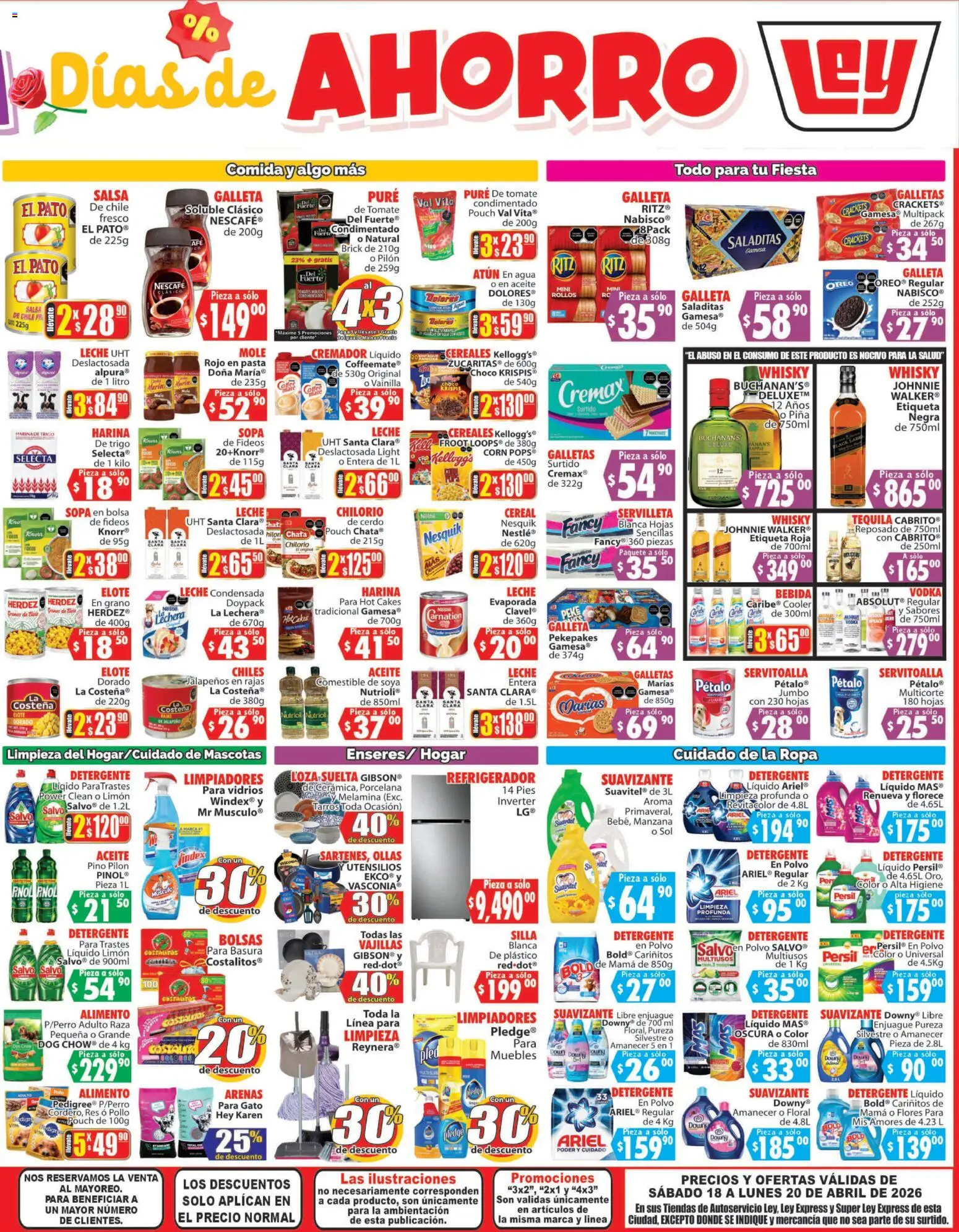 Nuevas ofertas de Casa Ley válidas en toda la República Mexicana desde el 18.04.2026. ¡Encuentra las mejores ofertas en Casa Ley folleto Autoservicio La Paz, BCS! | Página: 4 | Productos: Cerdo, Pure de Tomate, Suavizante, Vodka