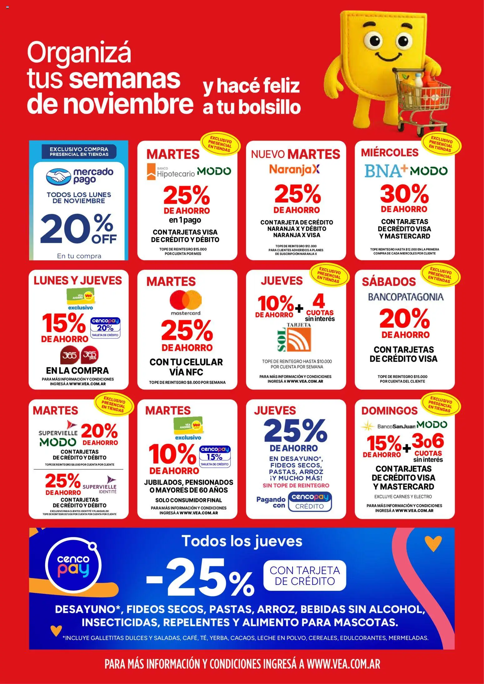 Vea - Oferta fin de semana │ válido desde el 20.11.2025 | Página: 10 | Productos: Banco, Galletitas, Leche, Arroz