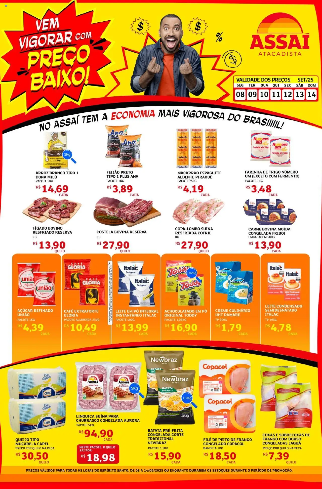 Assaí Atacadista Folheto - válido de 08.09.2025 | Página: 1 | Produtos: Espaguete, Café, Bandeja, Frango