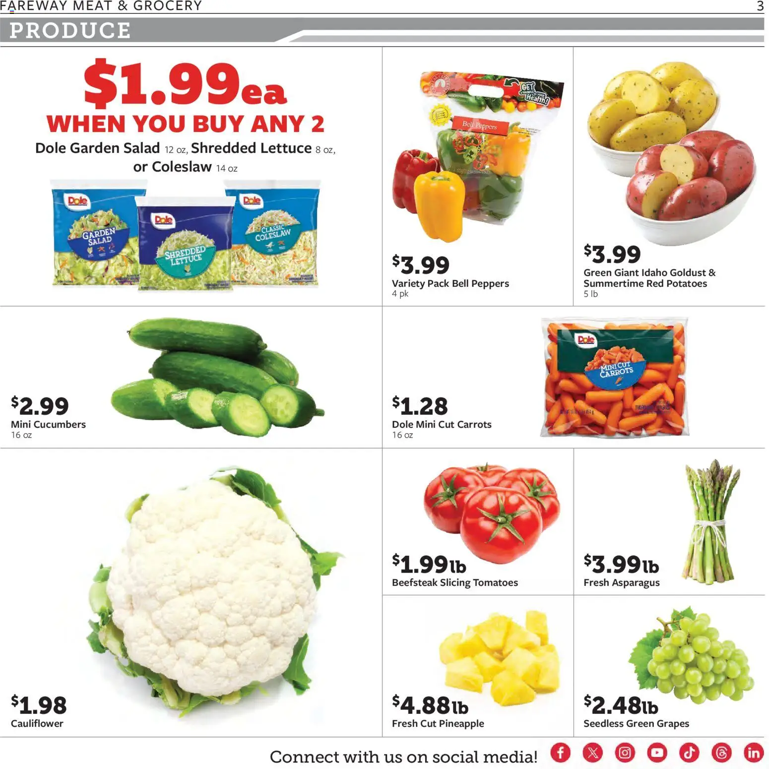 Fareway Weekly Ad - valid from 01.12.2025 | Page: 3 | Products: Lettuce, Peppers, Salad, Potatoes