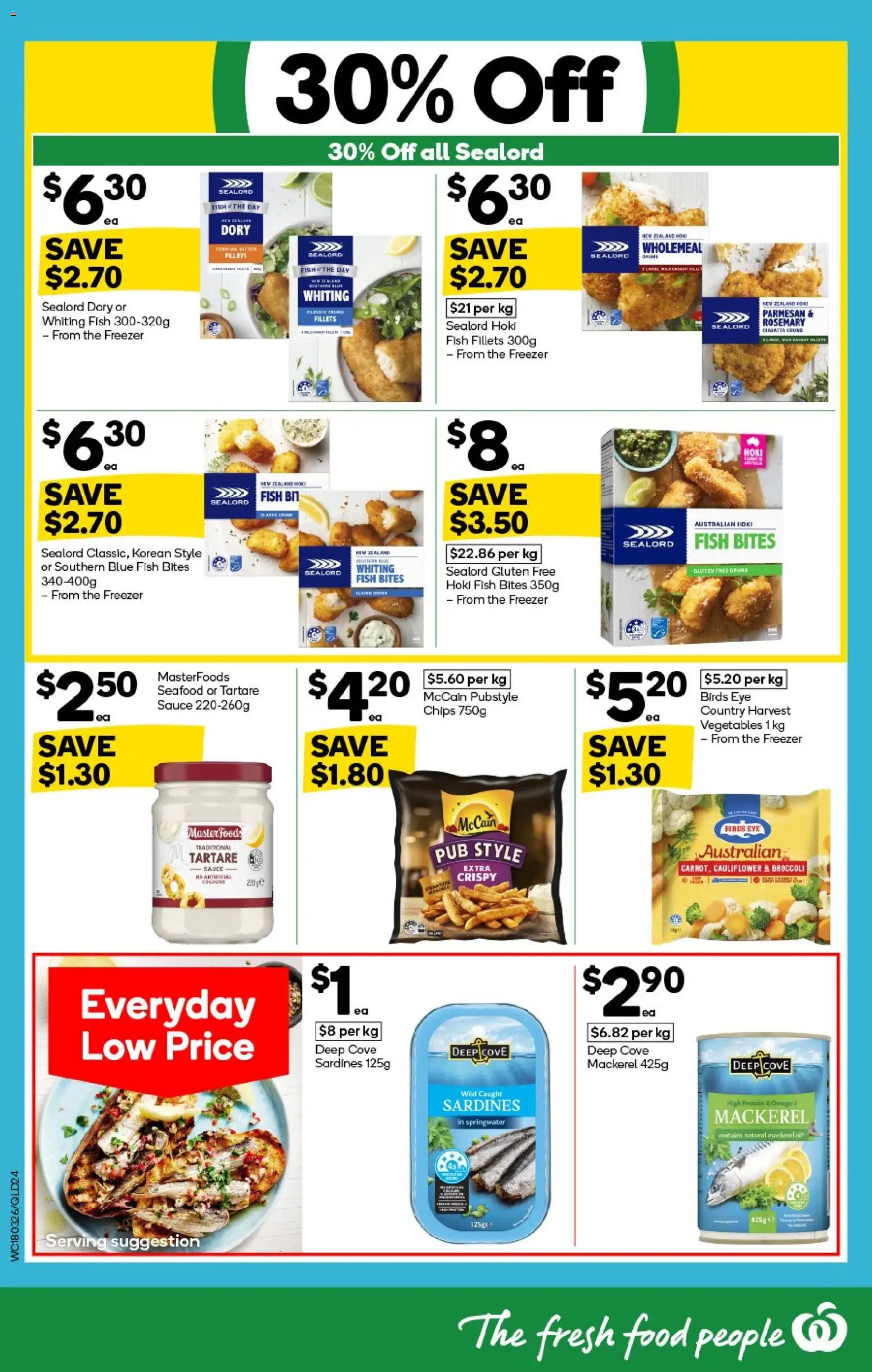 Woolworths catalogue - valid from 18.03.2026 | Page: 24 | Products: Vegetables, Sardines, Seafood, Freezer