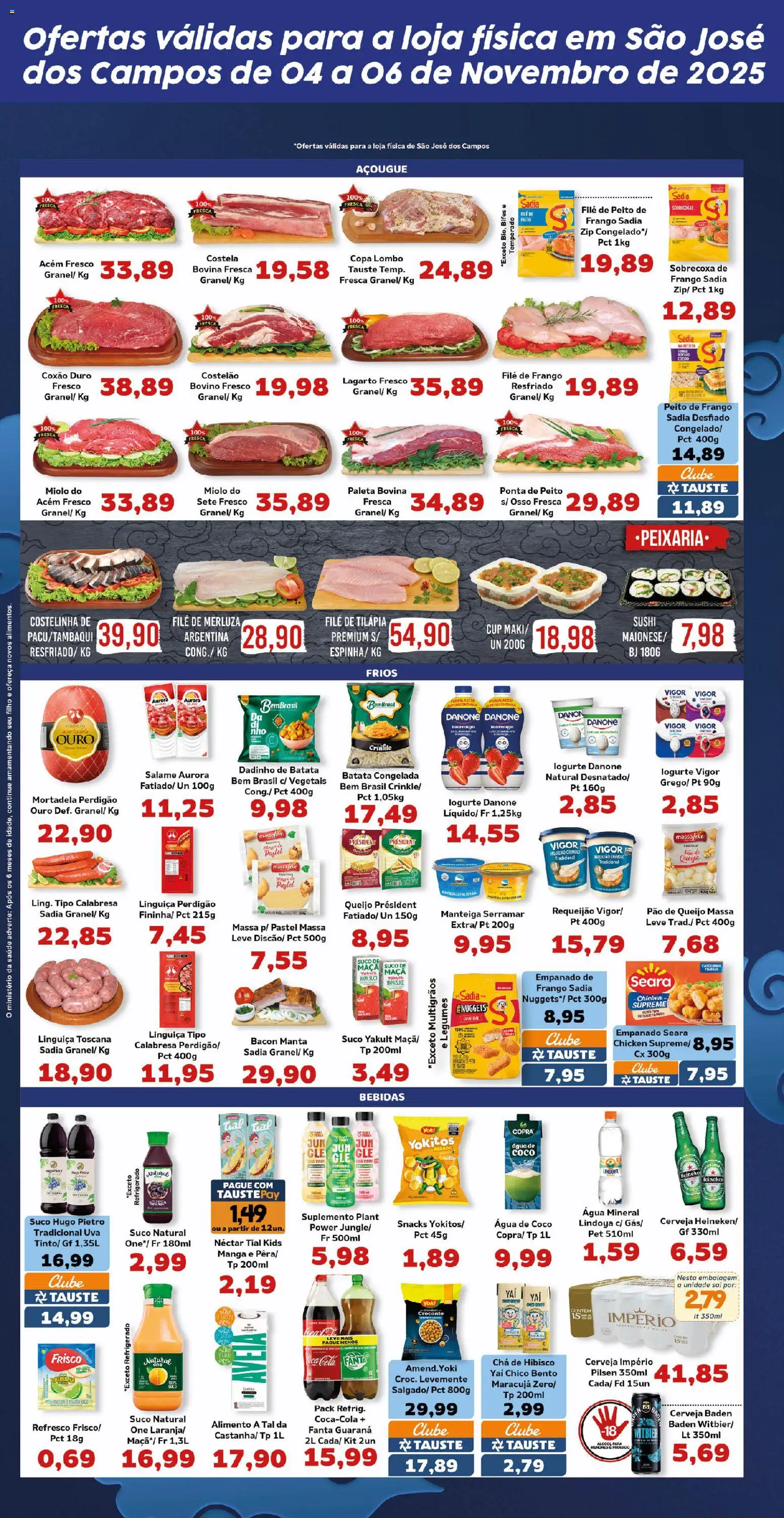 Tauste Folheto - válido de 04.11.2025 | Página: 4 | Produtos: Hibisco, Água de coco, Queijo, Cerveja