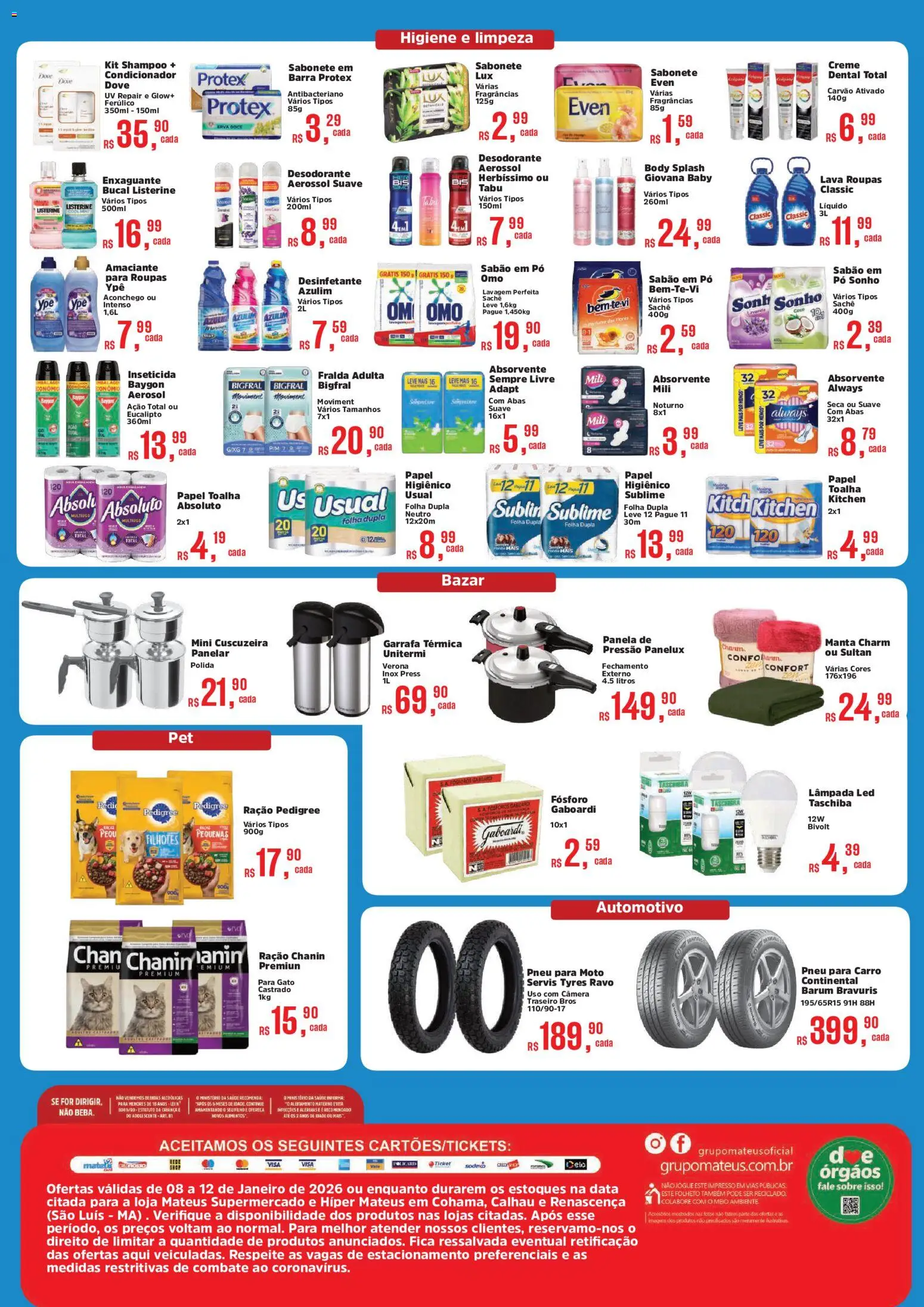 Mateus Folheto - válido de 08.01.2026 | Página: 4 | Produtos: Sabão em pó, Dove, Câmera, Desinfetante