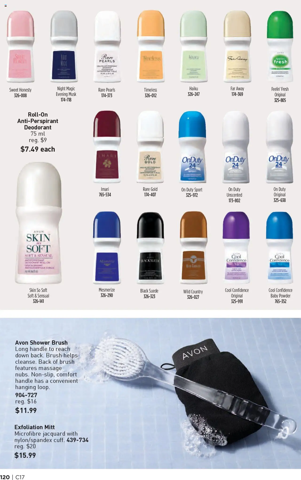 Avon flyer valid from 14.08.2025 | Page: 120 | Products: Powder, Brush, Antiperspirant, Shower