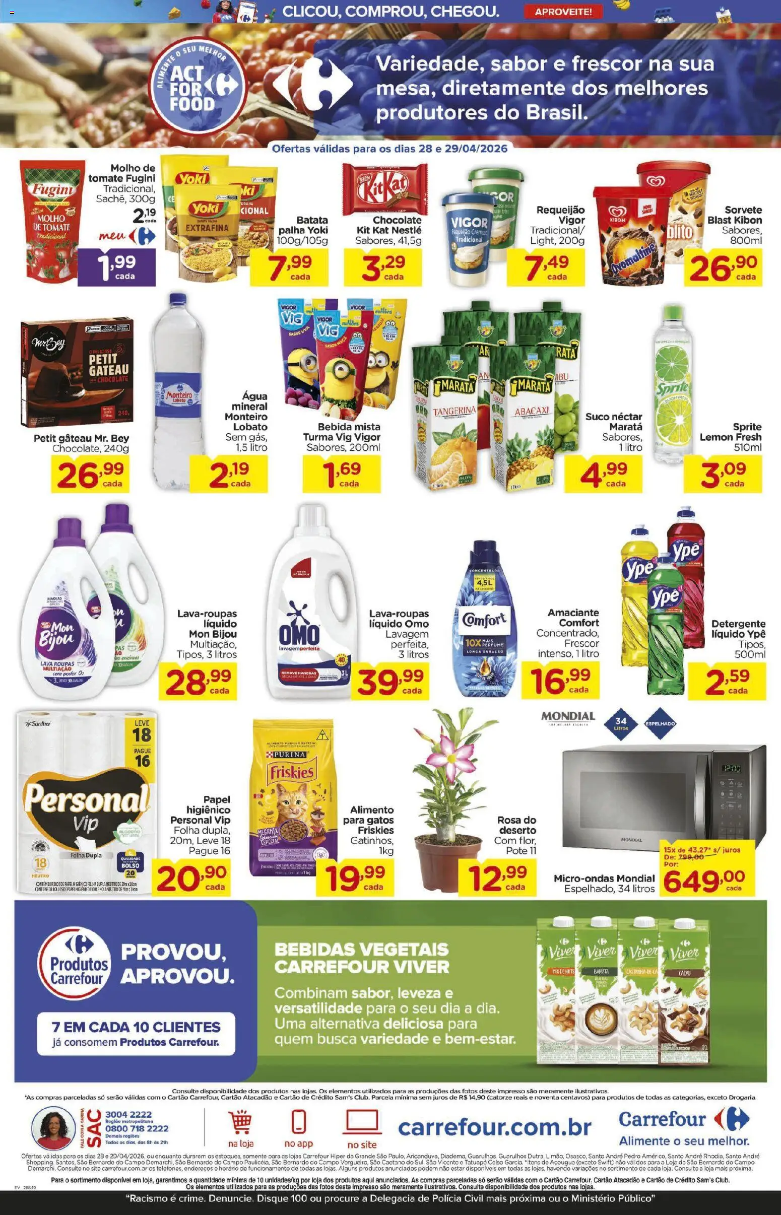 Carrefour Folheto - válido de 28.04.2026 | Página: 3 | Produtos: Detergente, Chocolate, Sorvete, Papel higiênico