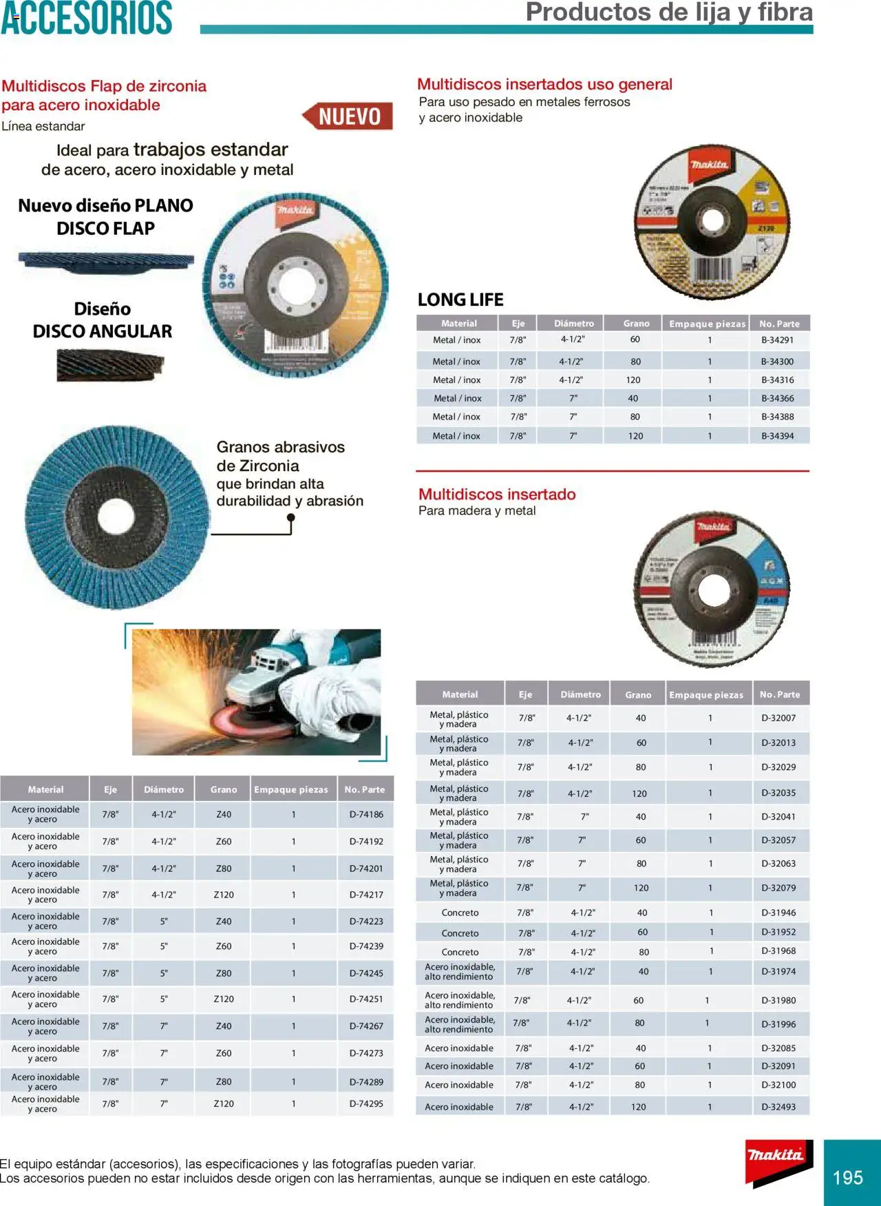 Nuevas ofertas de Makita válidas en toda la República Mexicana desde el 08.07.2024. ¡Encuentra las mejores ofertas en Makita catálogo Accesorios! | Página: 195 | Productos: Disco, Lija