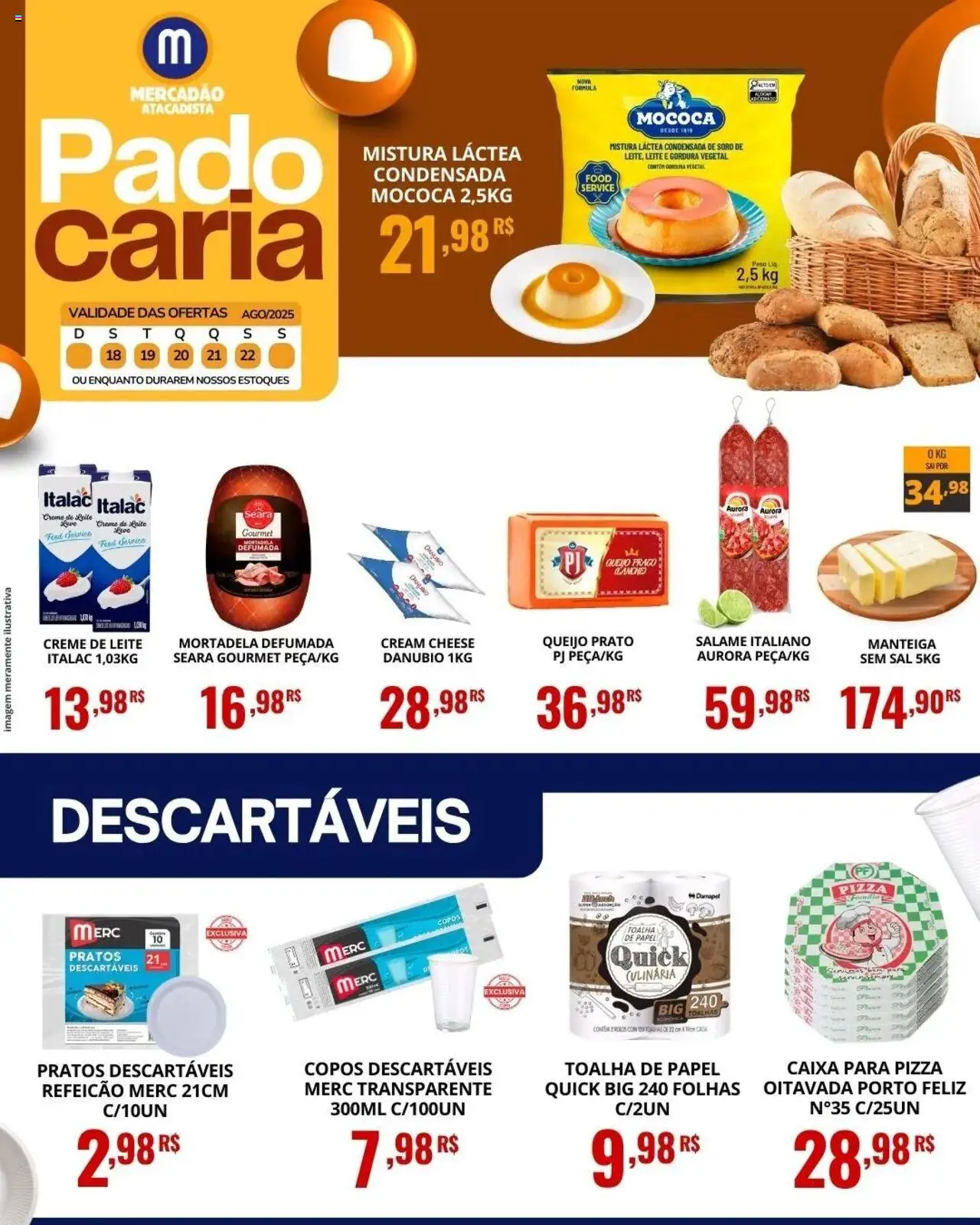 Mercadão Atacadista Folheto - válido de 18.08.2025 | Página: 3 | Produtos: Caixa, Copos descartáveis, Cream cheese, Sal