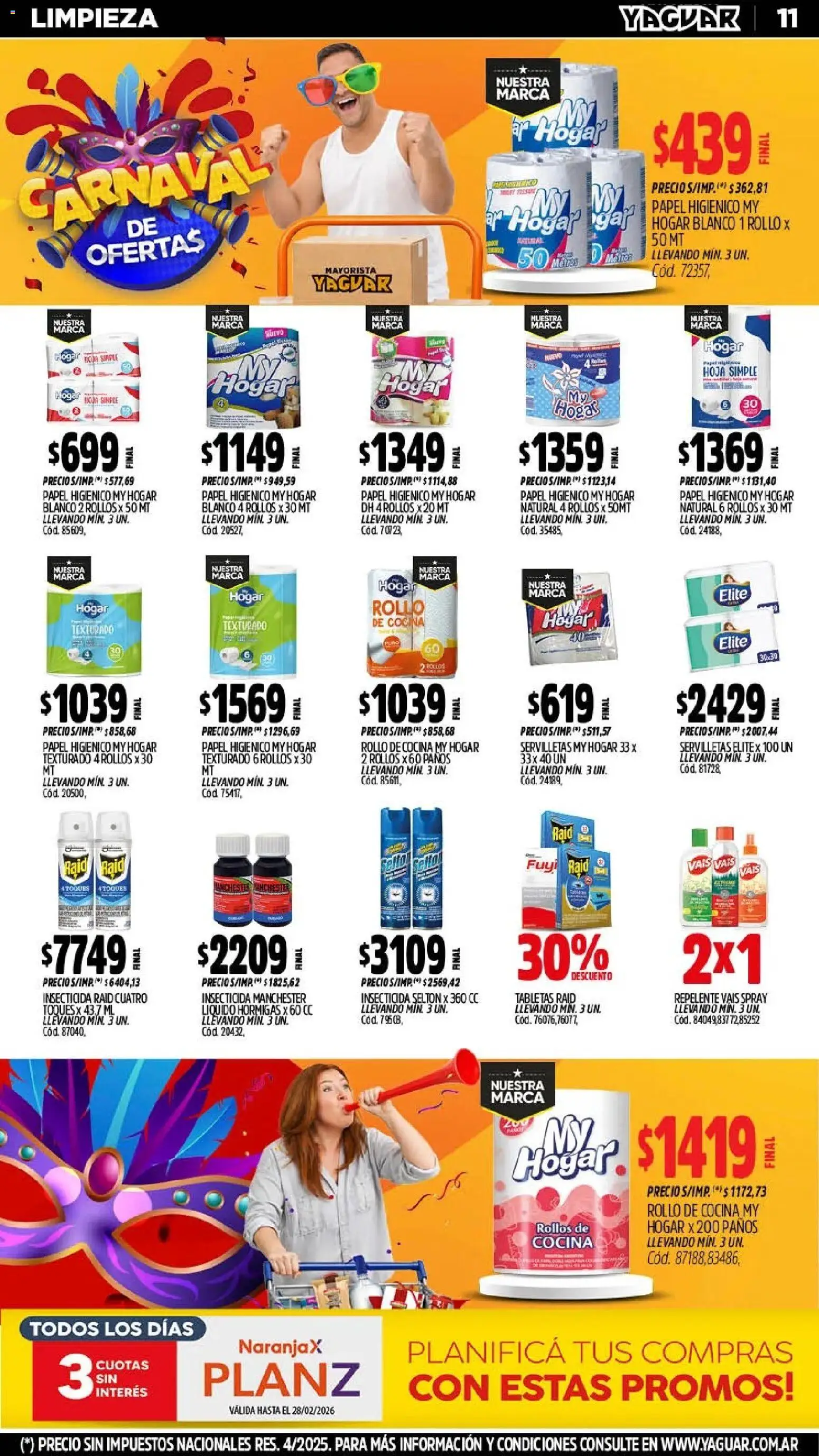 Yaguar - Oferta Semanal Trelew │ válido desde el 09.02.2026 | Página: 11 | Productos: Repelente, Papel higiénico, Cocina, Insecticida