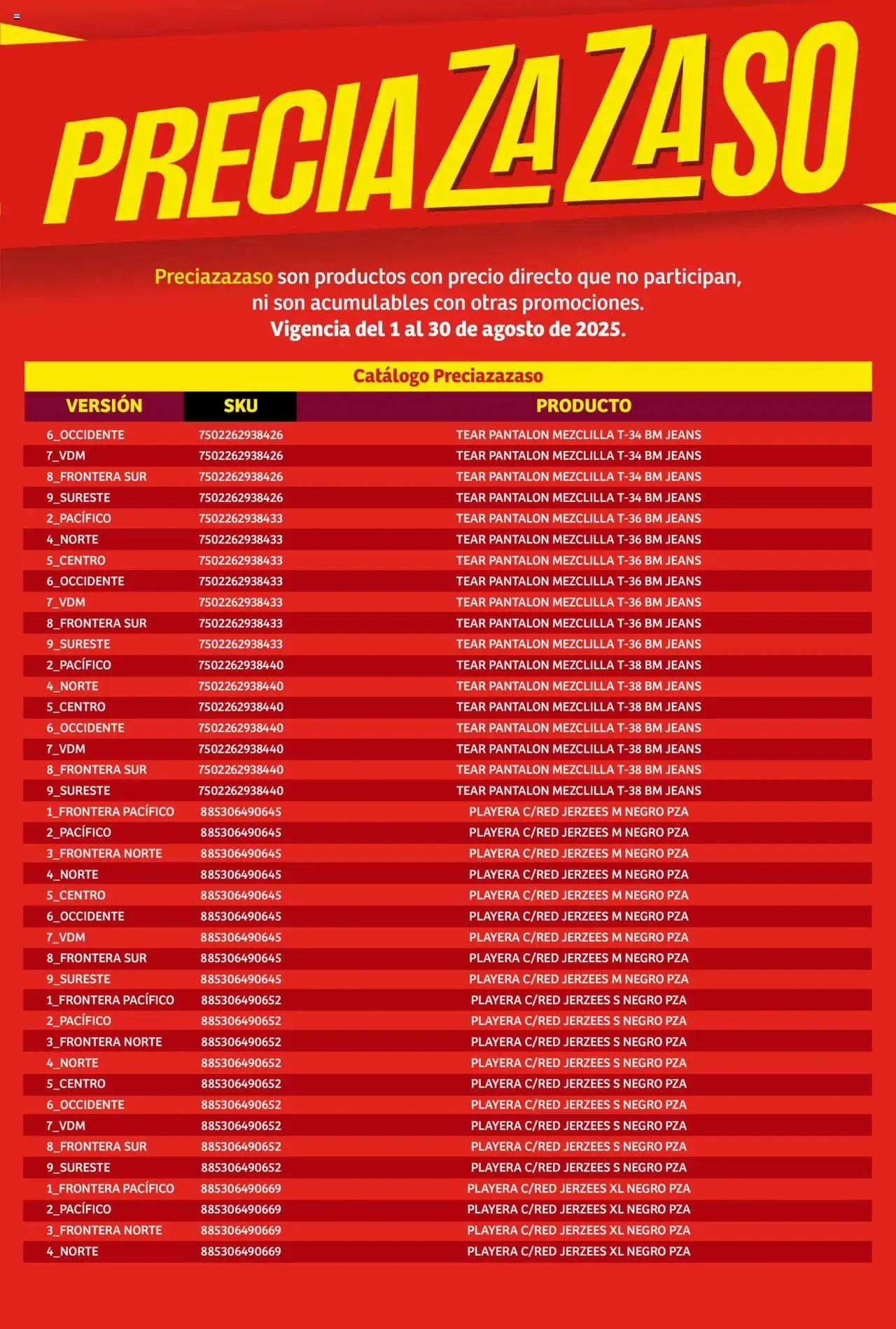 Nuevas ofertas de Soriana válidas en toda la República Mexicana desde el 01.08.2025. ¡Encuentra las mejores ofertas en Soriana - Catálogo Preciazazaso Mercado Nacional! | Página: 219 | Productos: Playera