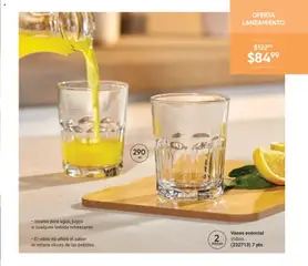 Vista previa de Vasos esencial Vidrio., Ideales para agua, jugos o cualquier bebida refrescante. El vidrio no altera el sabor ni retiene olores de las bebidas. (232713) 7 pts, nuevo folleto de la tienda, válido en México a partir del 20.12.2025 | Página: 129 | Productos: Vasos