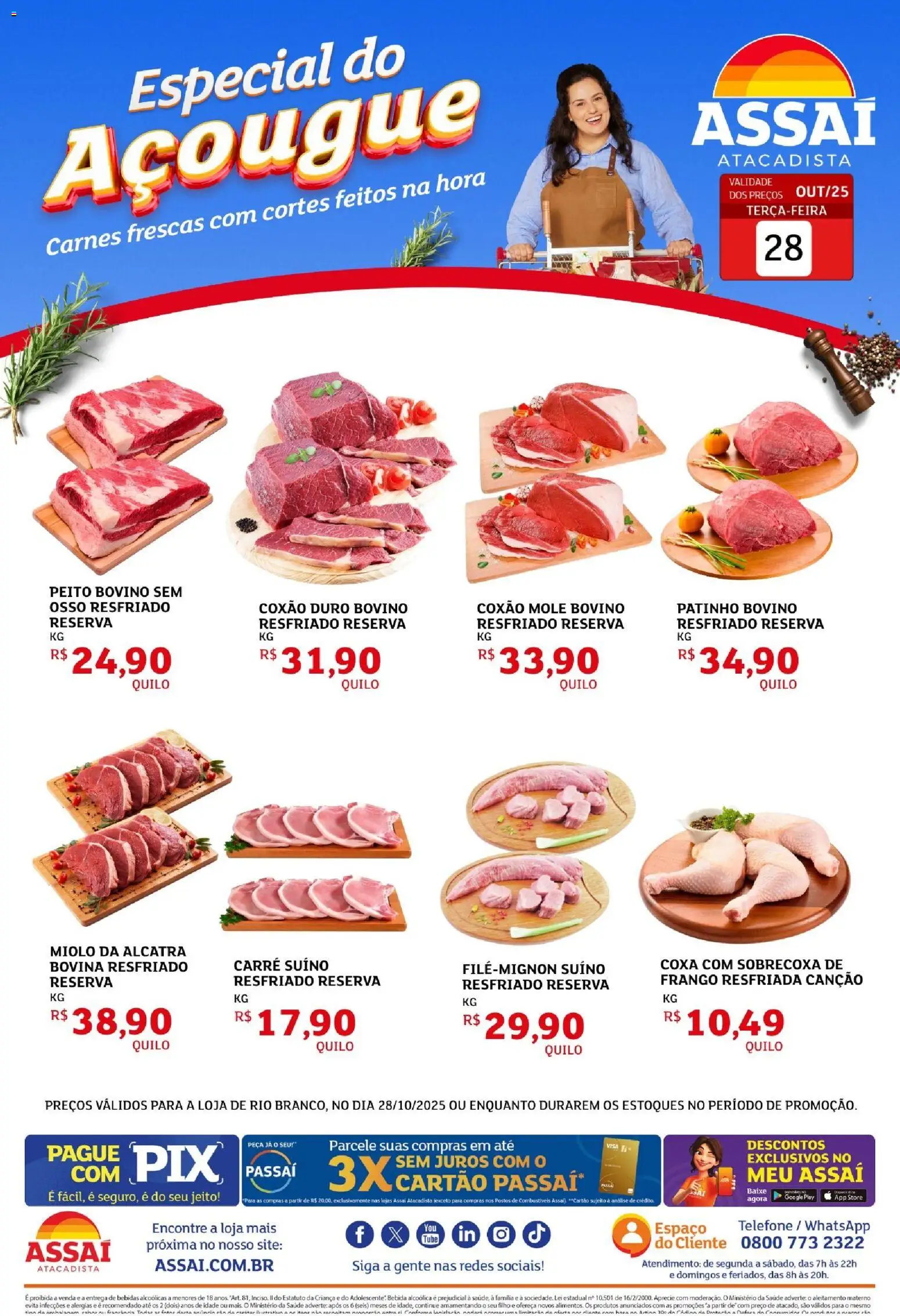 Assaí Atacadista Folheto - válido de 28.10.2025 | Página: 1 | Produtos: Alcatra, Bebida, Telefone, Frango