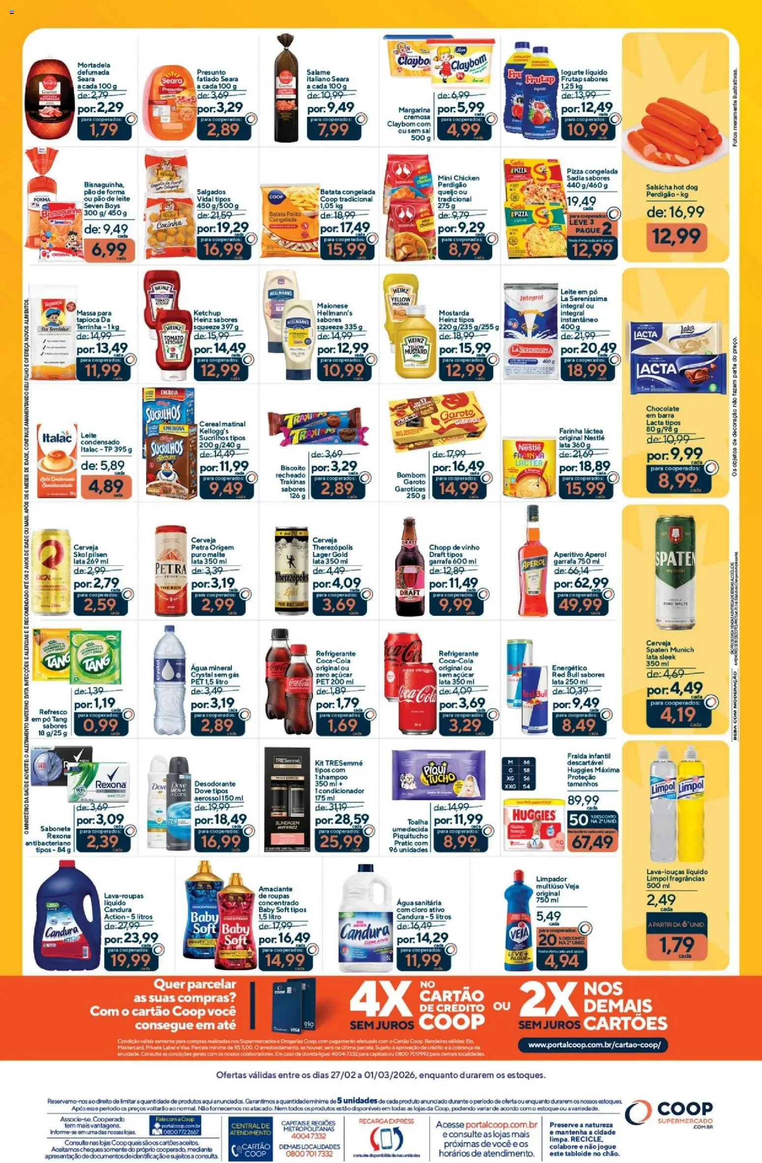 Coop Folheto - válido de 27.02.2026 | Página: 2 | Produtos: Cerveja, Leite condensado, Amaciante, Leite em pó