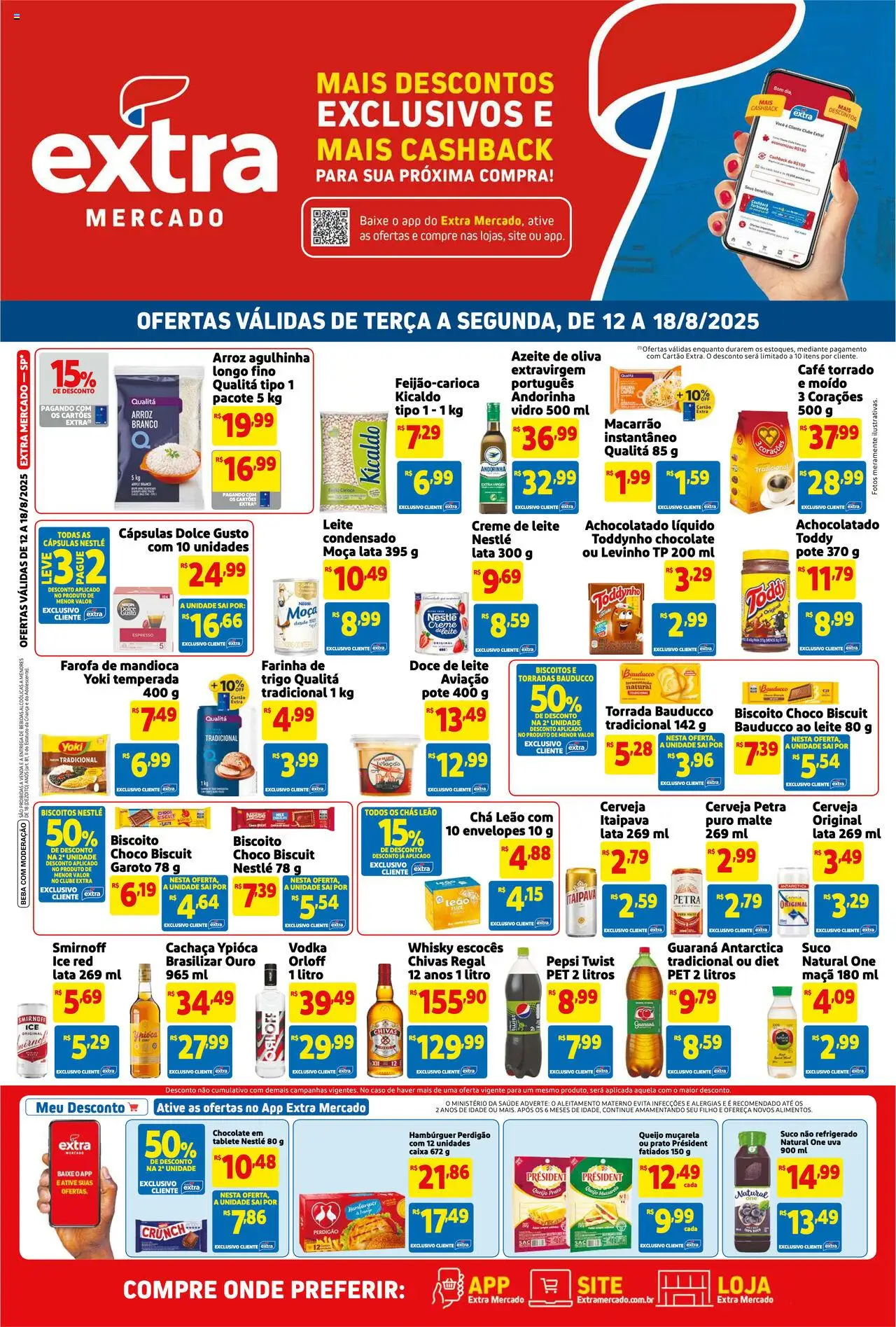 Extra Folheto - válido de 12.08.2025 | Página: 1 | Produtos: Leite, Creme, Biscoitos, Creme de leite