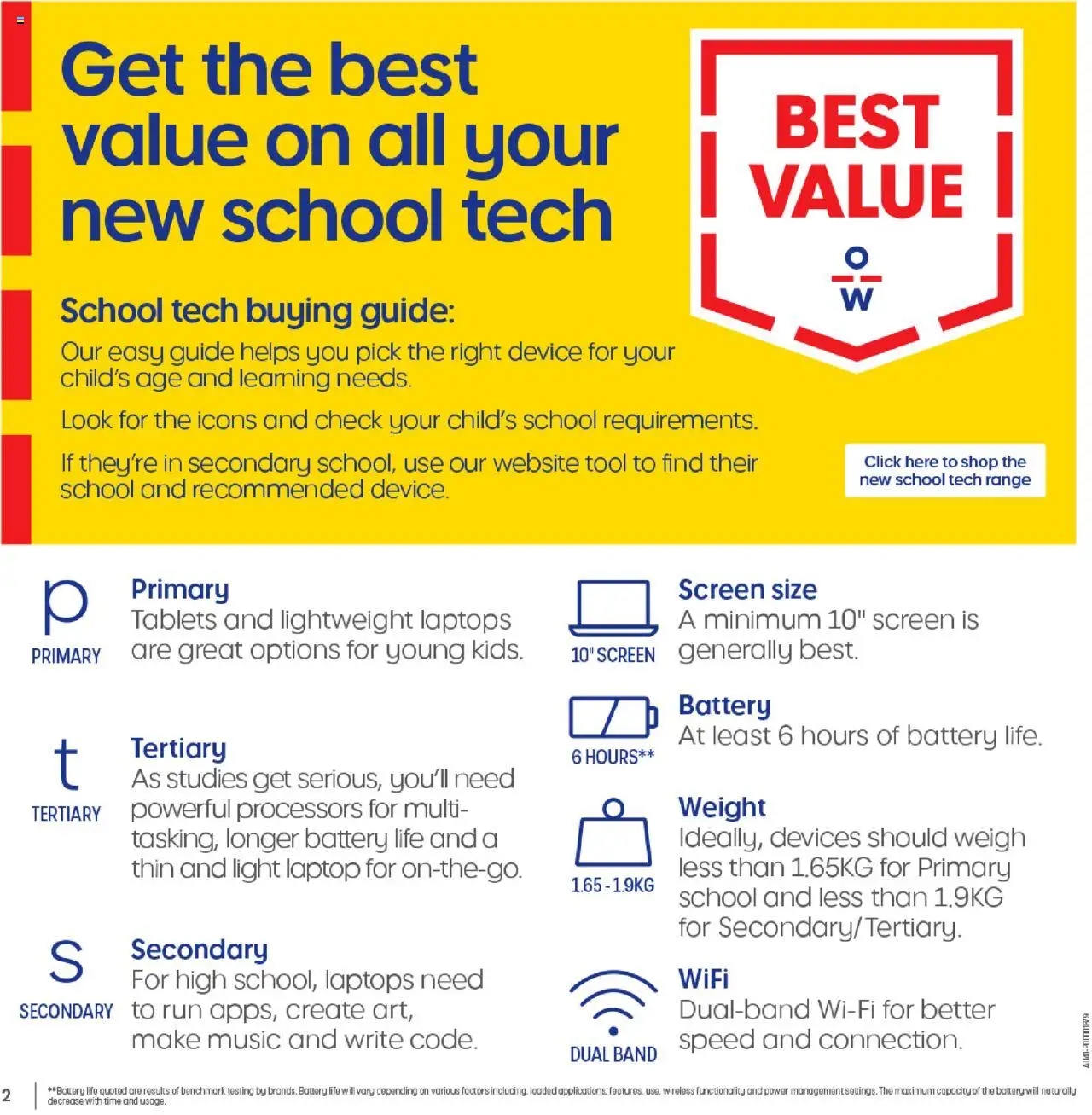 Officeworks catalogue - valid from 01.10.2025 | Page: 2 | Products: Battery, Device, Weight, Screen