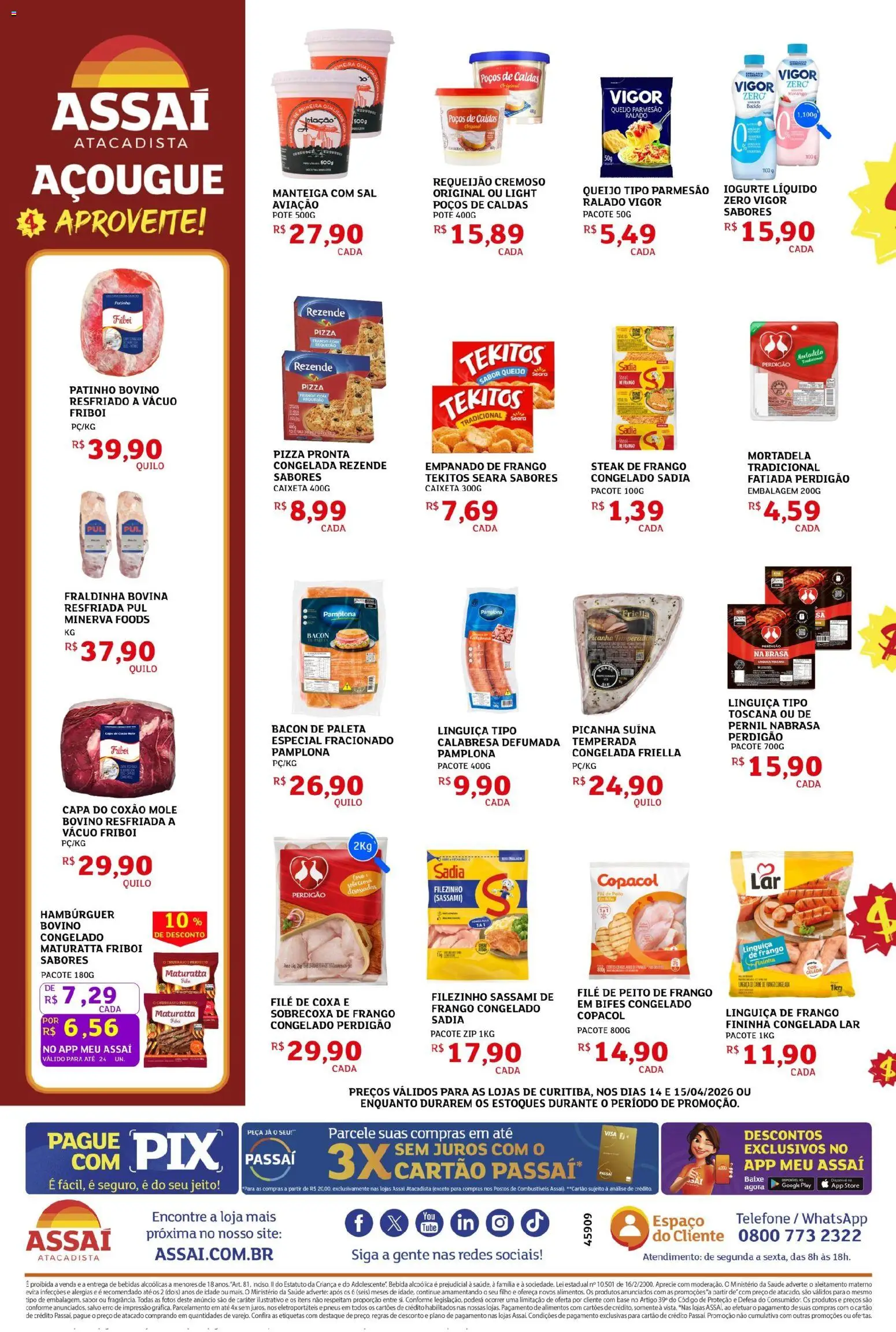Assaí Atacadista Folheto - válido de 14.04.2026 | Página: 2 | Produtos: Carne de frango, Parmesão, Hambúrguer, Frango