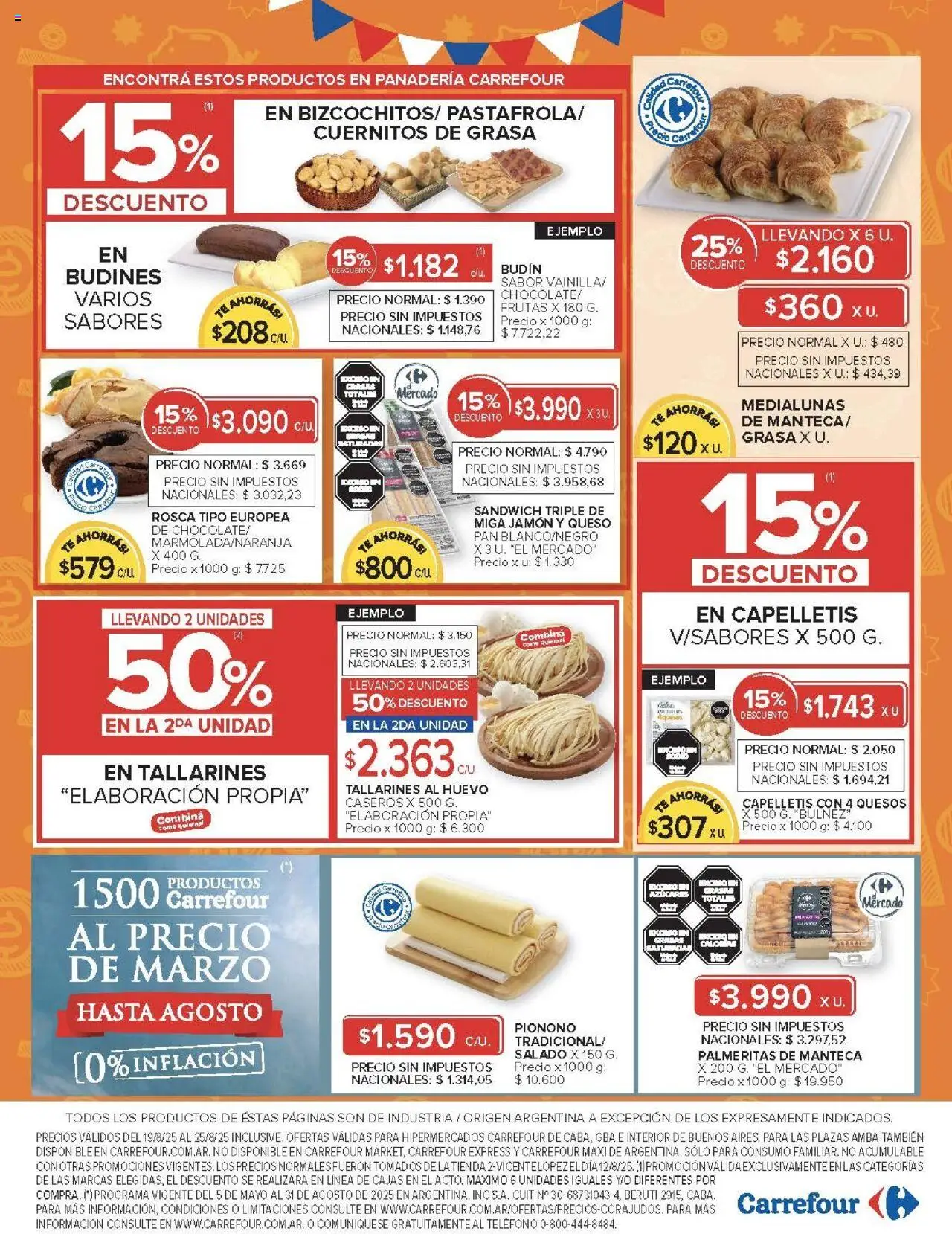 Carrefour ofertas - CABA │ válido desde el 19.08.2025 | Página: 6 | Productos: Panadería, Queso, Pan, Jamón