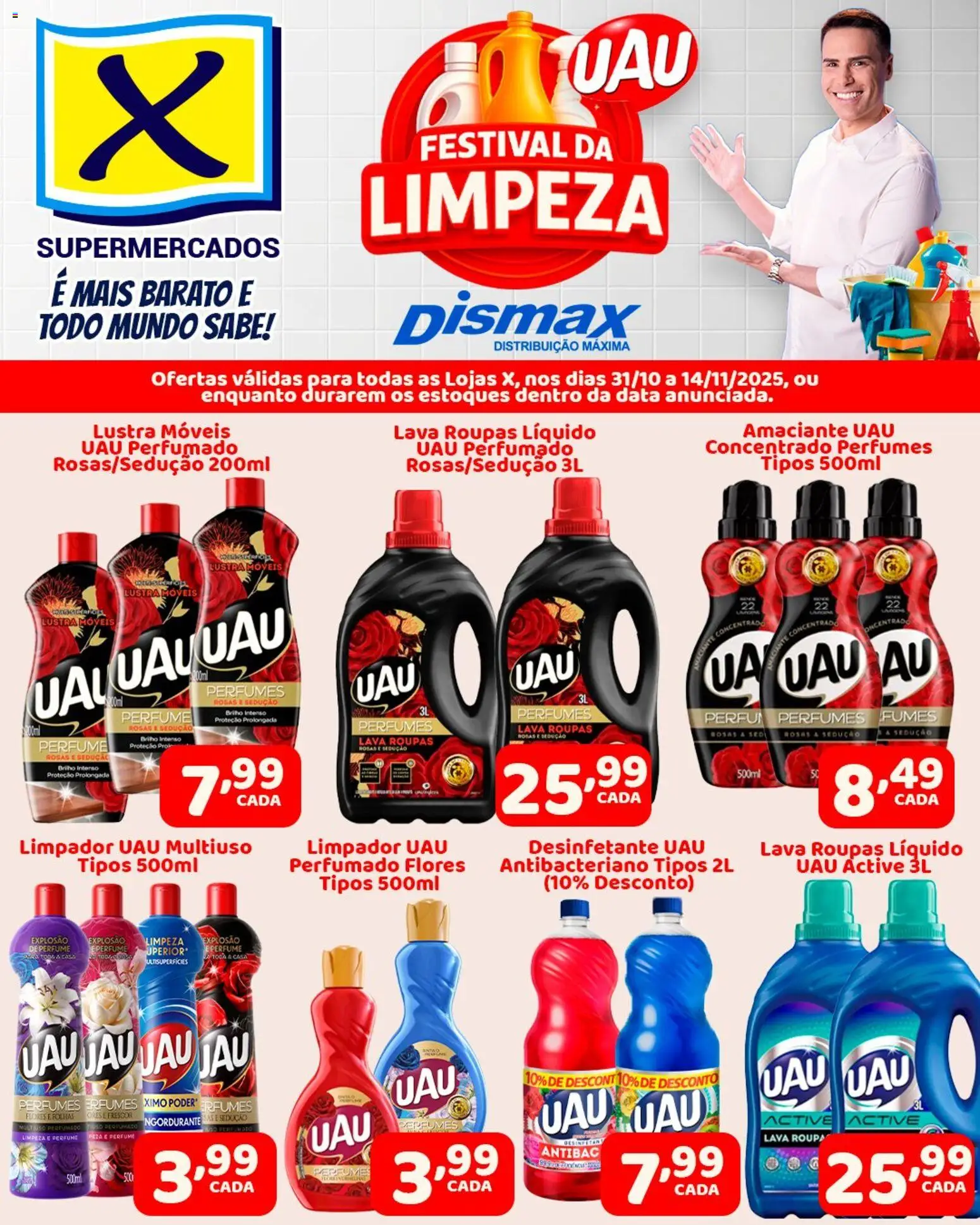 X Supermercados Folheto - válido de 31.10.2025 | Página: 1 | Produtos: Perfume, Roupas, Amaciante, Desinfetante