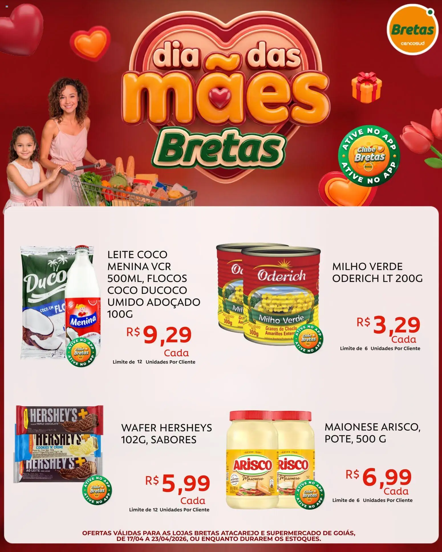 Bretas Folheto - válido de 17.04.2026 | Página: 4 | Produtos: Leite, Chocolate, Flocos, Cookies